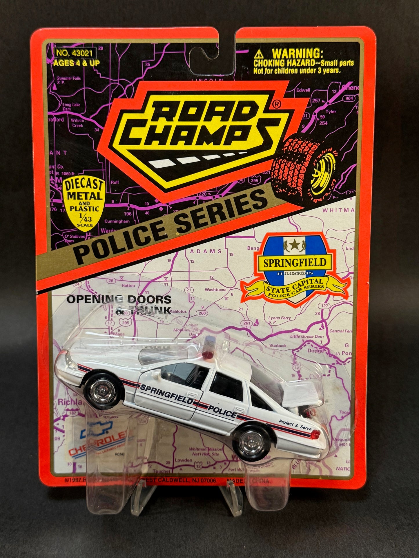 1997 Road Champs State Capital Police Car Series Springfield Illinois, White