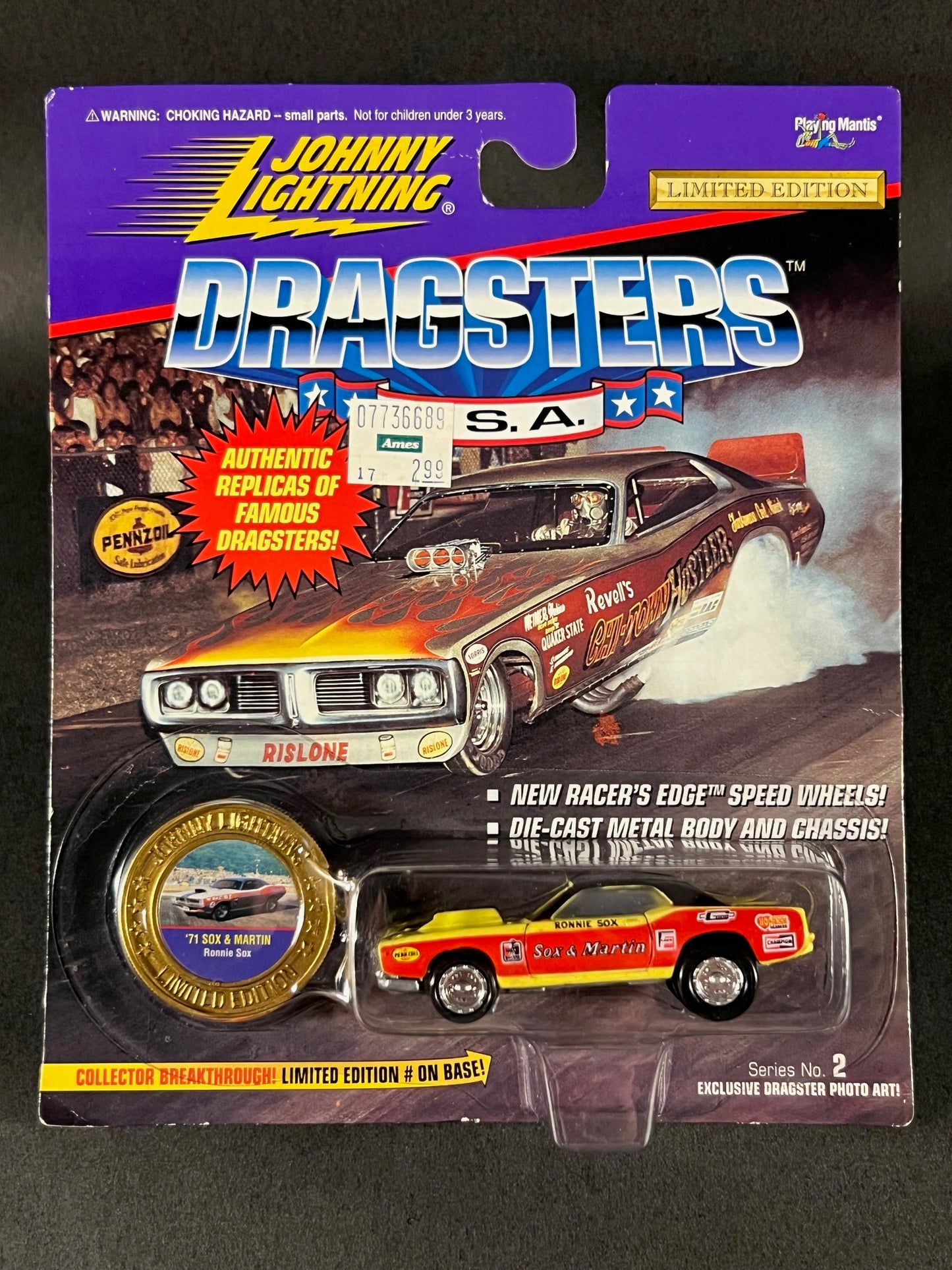 1995 Johnny Lightning Dragsters USA Series 2 '71 Sox & Martin, Yellow and Red