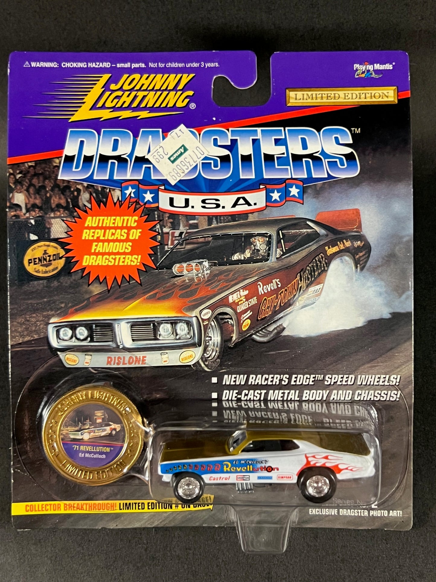 1995 Johnny Lightning Dragsters USA Series 2 '71 Revellution, Gold and White