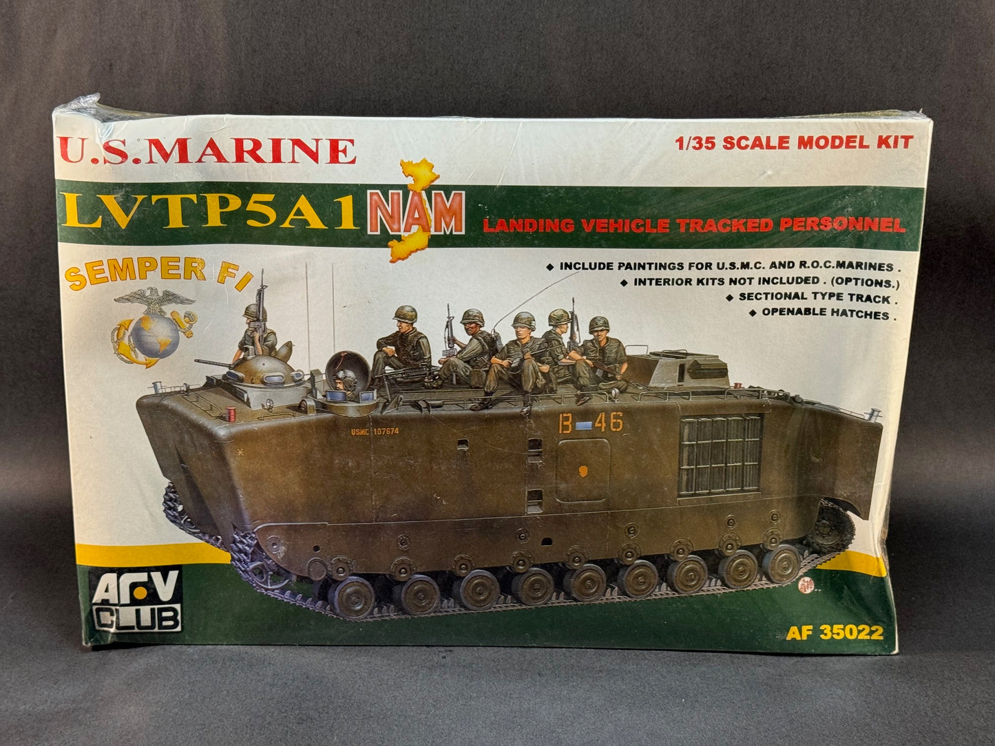 AFV Club Model Kit AF 35022 1:35 Scale US Marine LVTP5A1 NAM Landing Vehicle Tracked Personnel