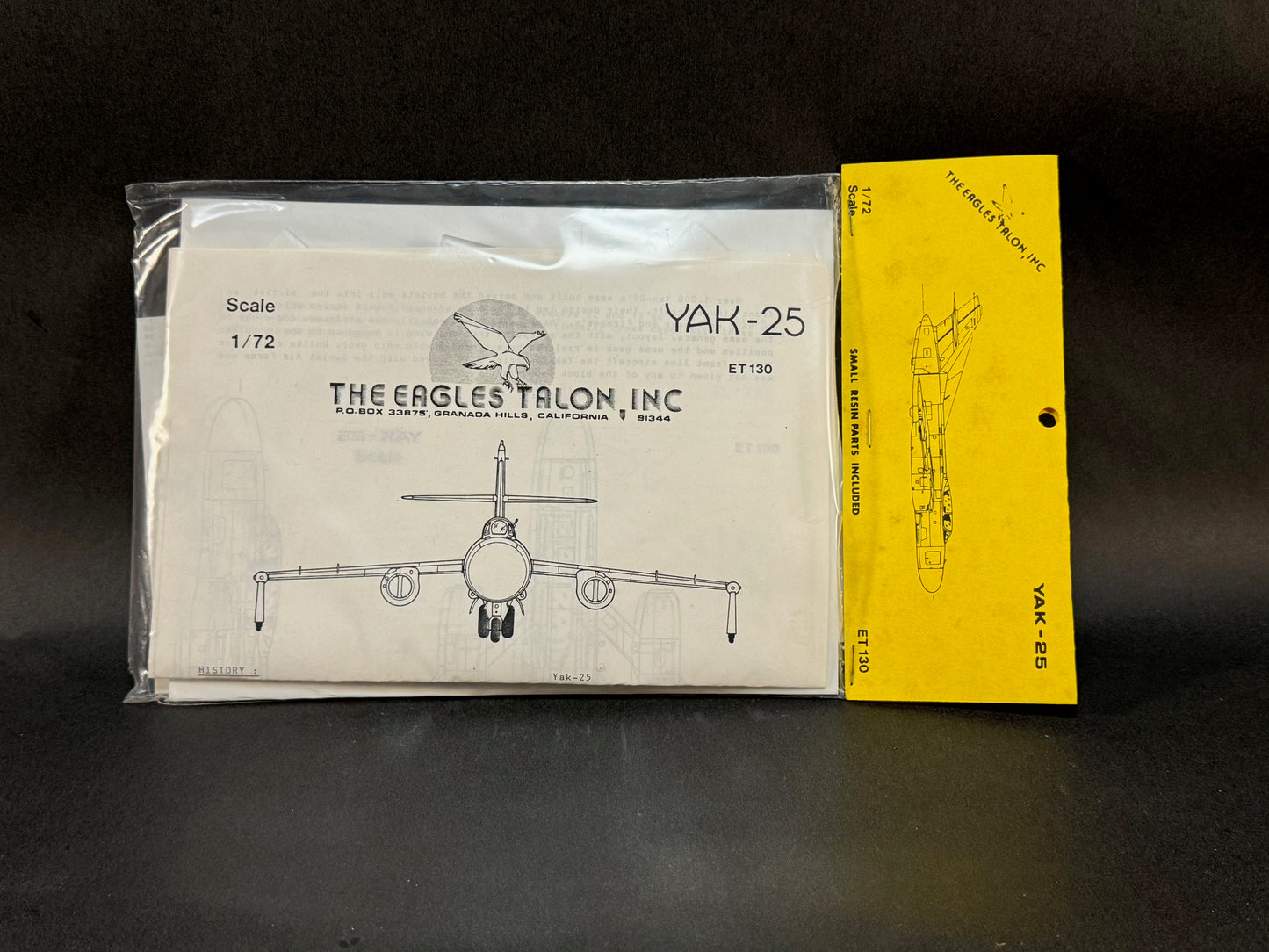 1990 The Eagles Talon Model Kit ET130 1:72 Scale Yak-25