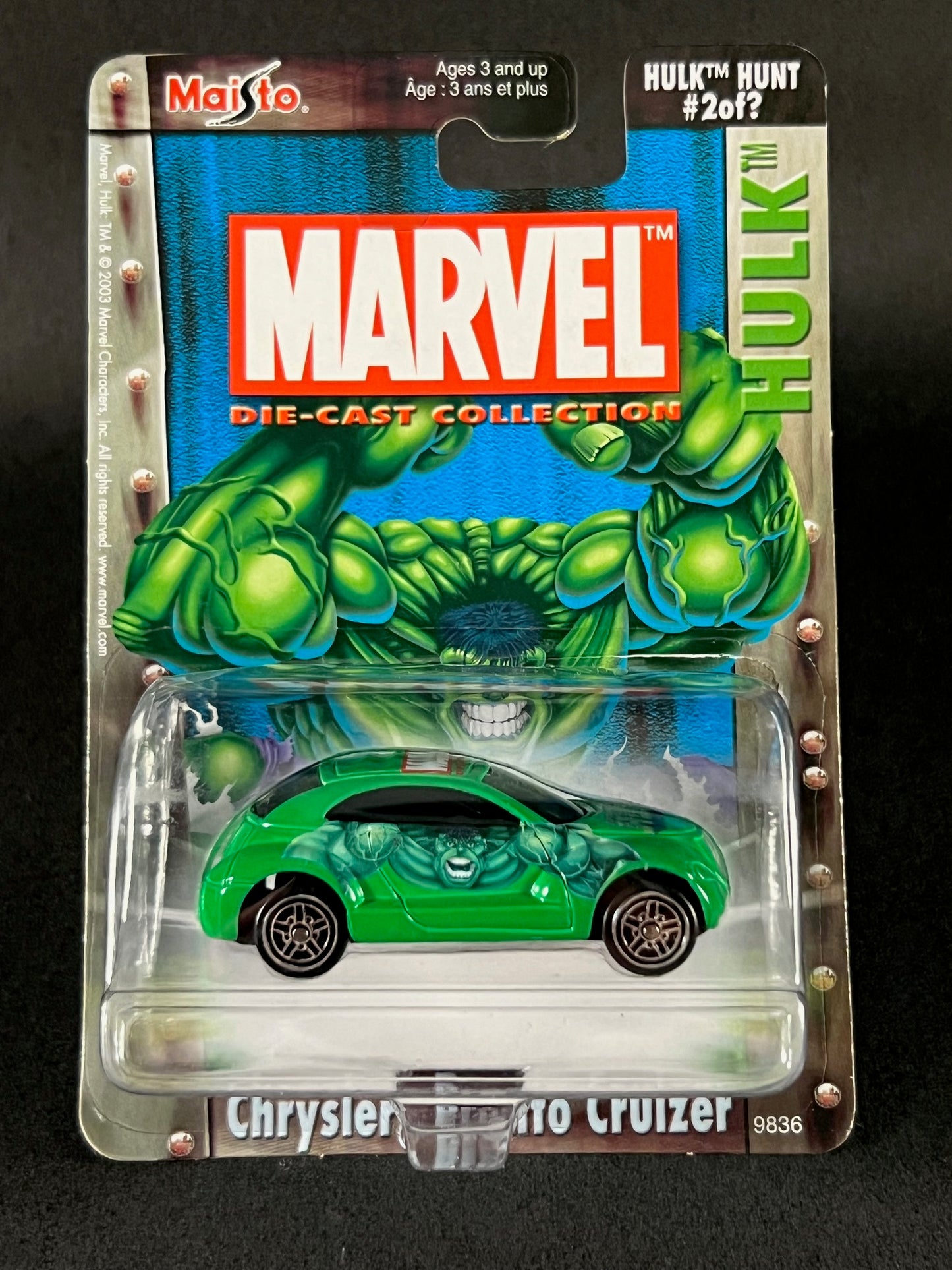 2002 Maisto Marvel Collection Hulk Hunt #2 Chrysler Pronto Cruizer, Green