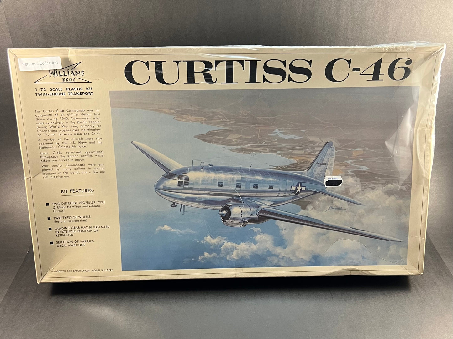 1976 Williams Bros. Model Kit 72-346 1:72 Scale Curtiss C-46