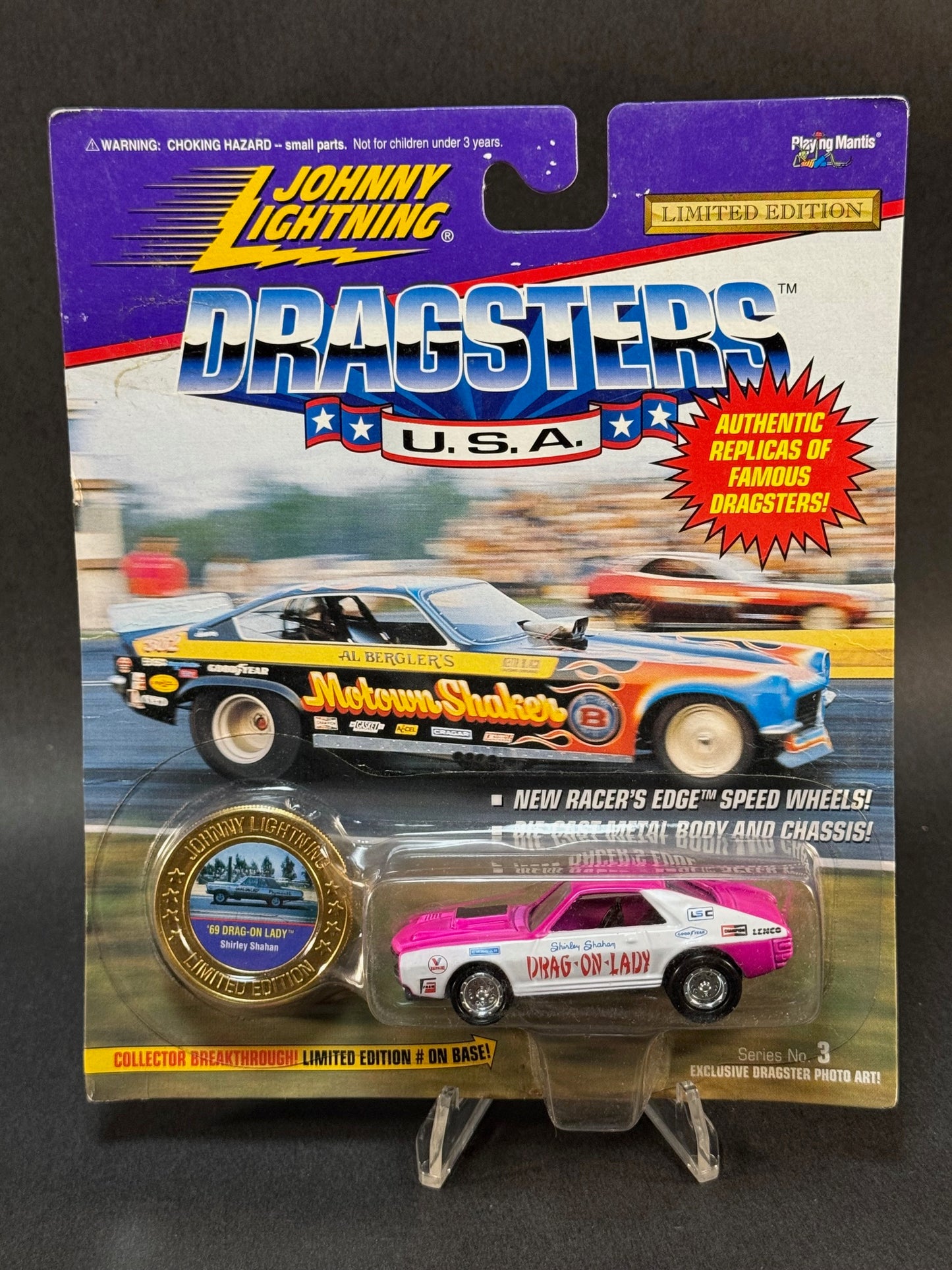 1995 Johnny Lightning Dragsters USA Series 3 '69 Drag-On Lady, Pink and White