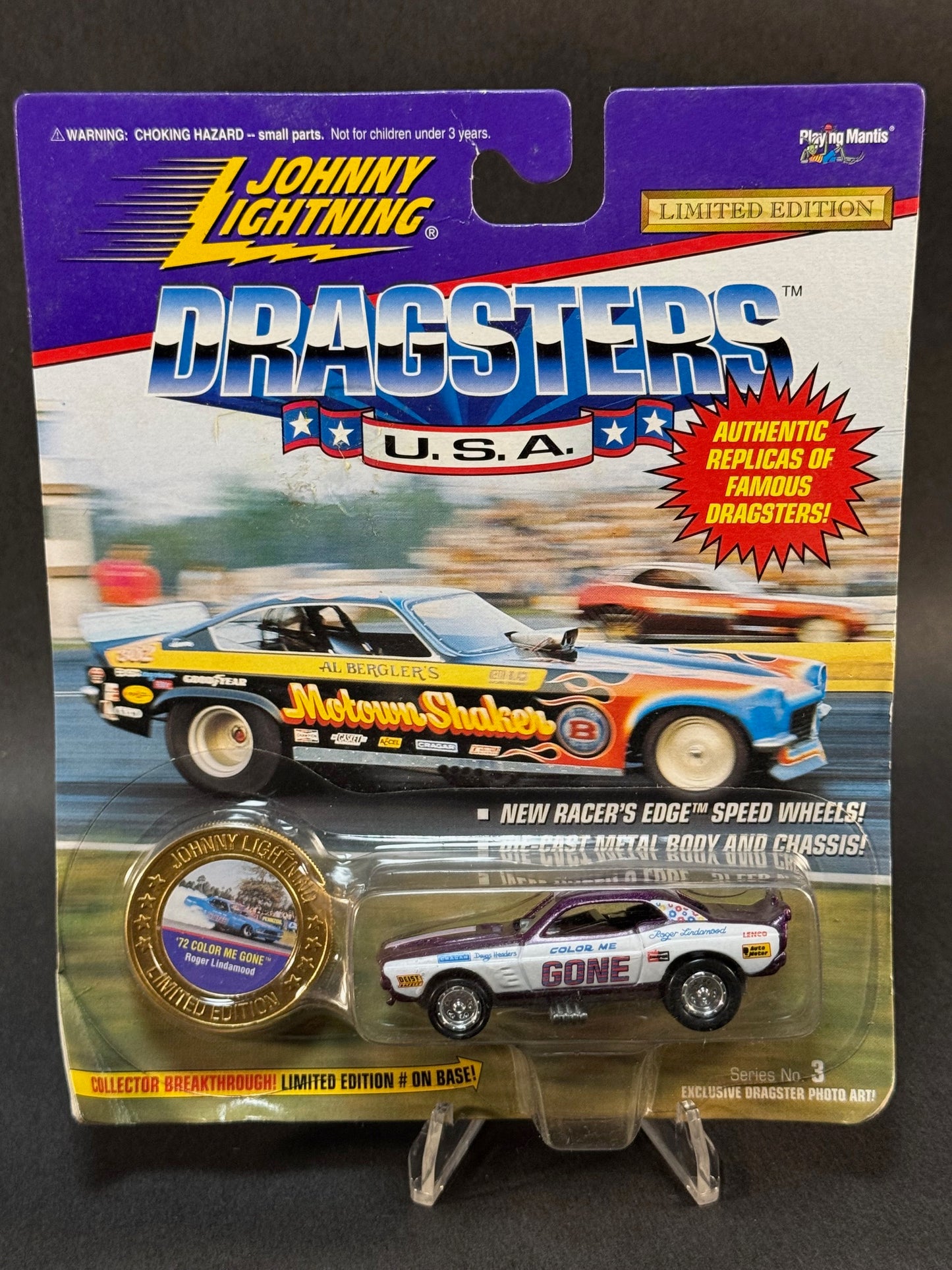 1995 Johnny Lightning Dragsters USA Series 3 '72 Color Me Gone, Purple and White