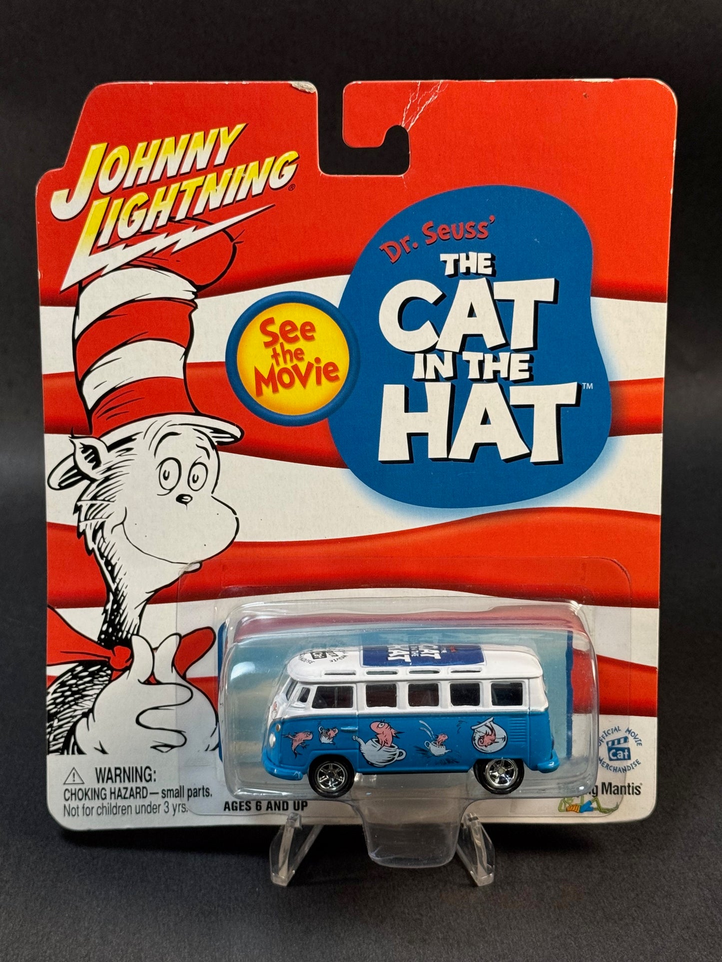 2003 Johnny Lightning Dr. Seuss' The Cat In The Hat 1965 VW Samba Bus, Blue and White