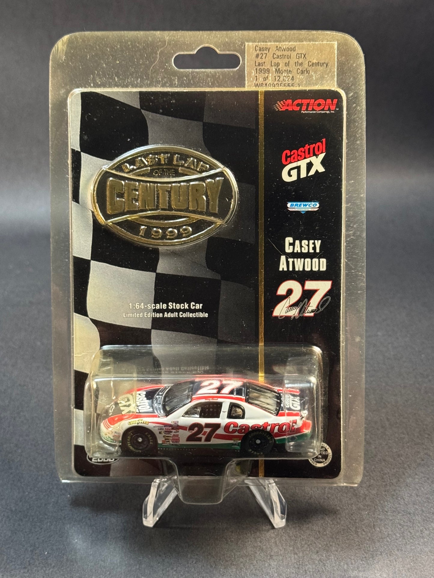 1999 Action NASCAR Last Lap Of The Century #27 Casey Atwood Castrol GTX, White