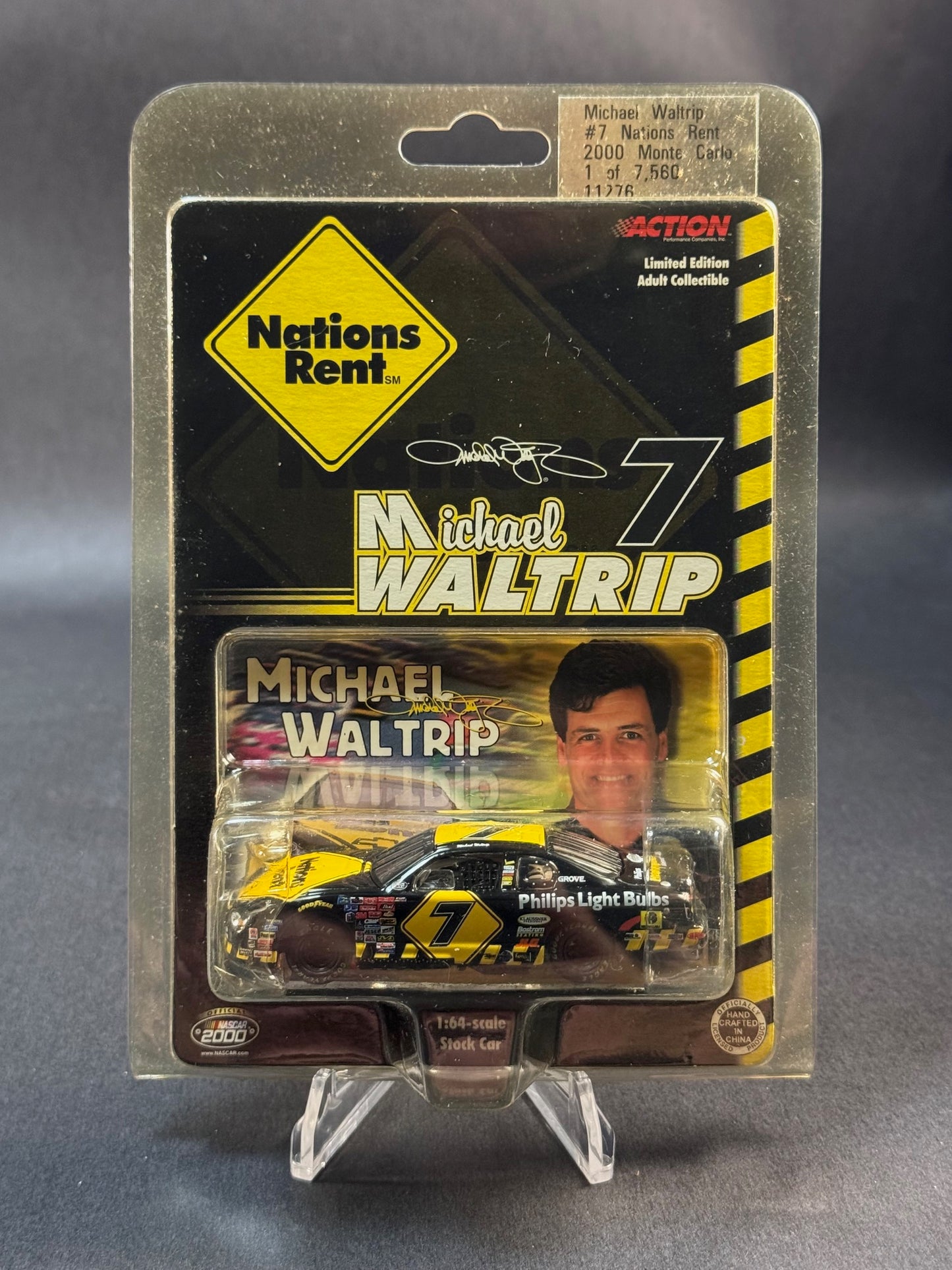 2000 Action NASCAR Stock Car #7 Michael Waltrip Nations Rent, Black