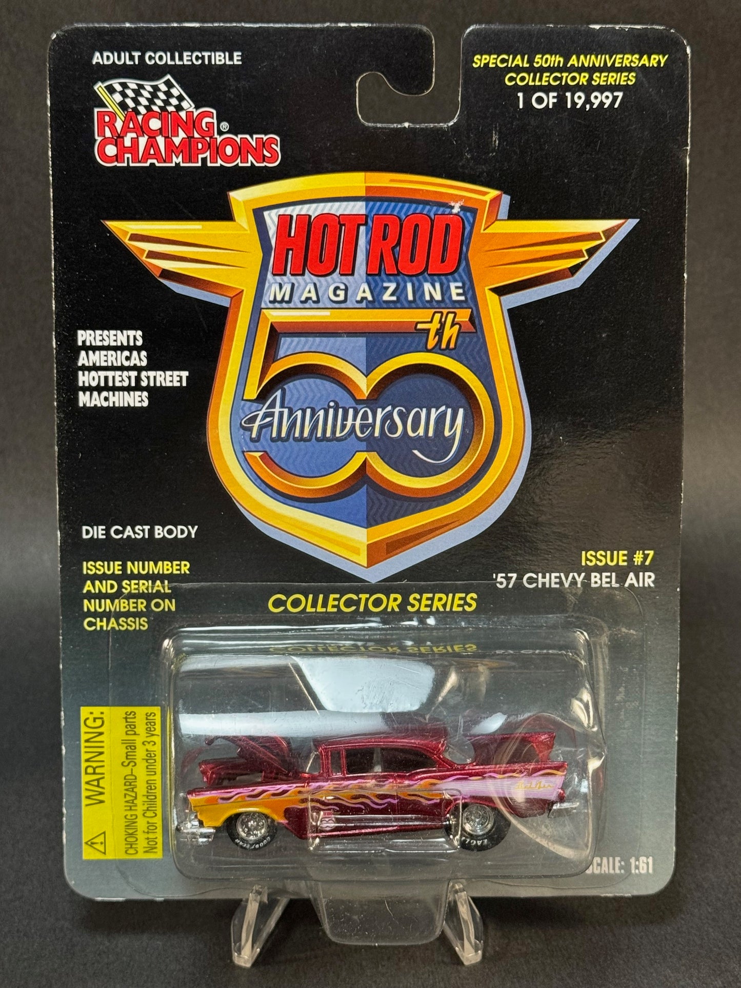 1997 Racing Champions Hot Rod Magazine 50th Anniversary Issue 7 '57 Chevy Bel Air, Red