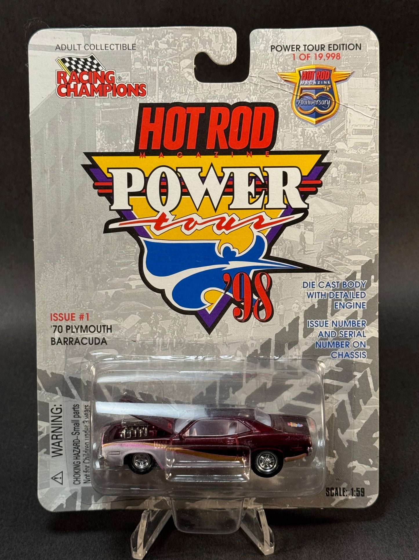 1998 Racing Champions Hot Rod Magazine Power Tour #1 '70 Plymouth Barracuda, Red