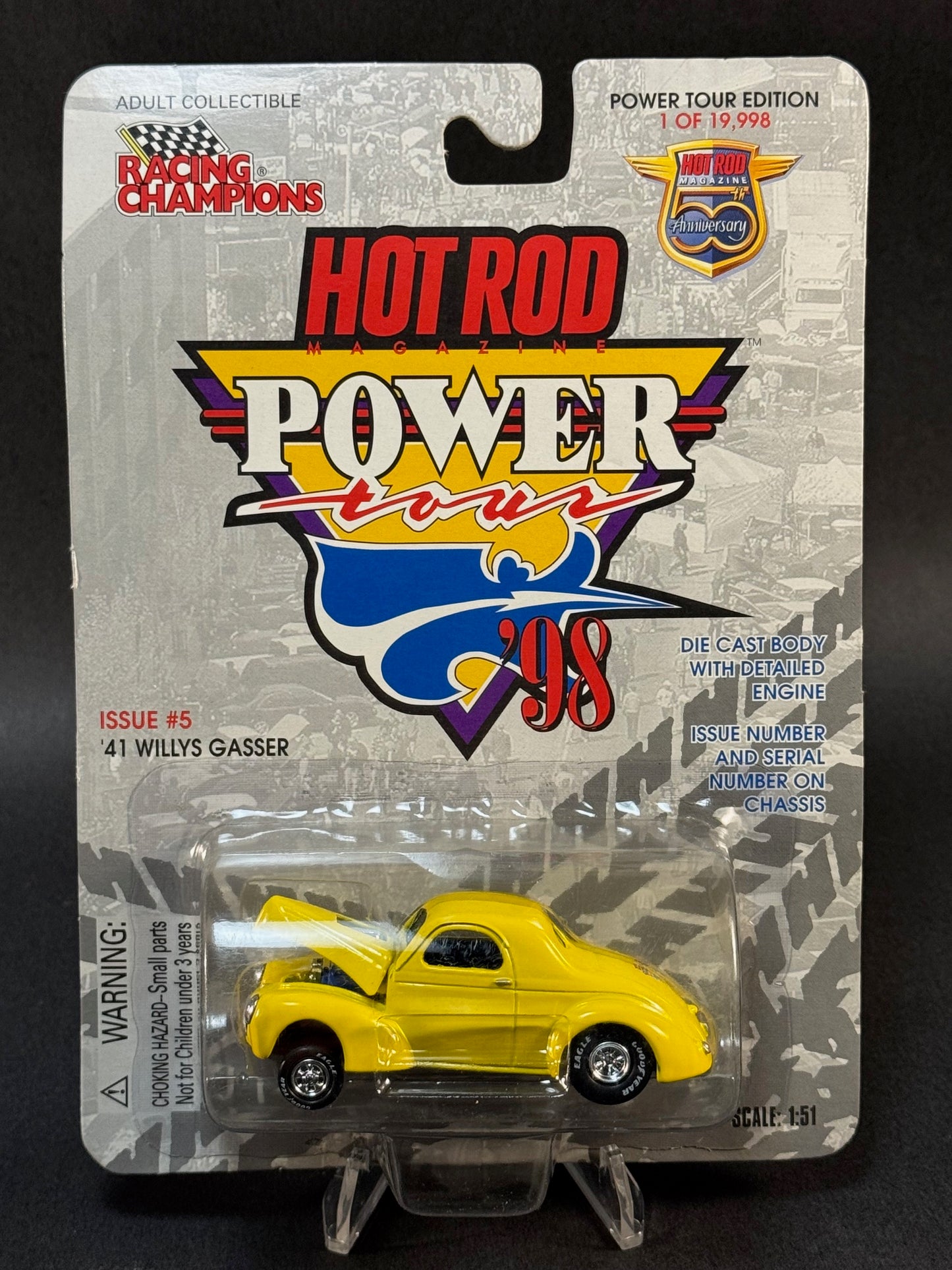 1998 Racing Champions Hot Rod Magazine Power Tour #5 '41 Willys Gasser, Yellow