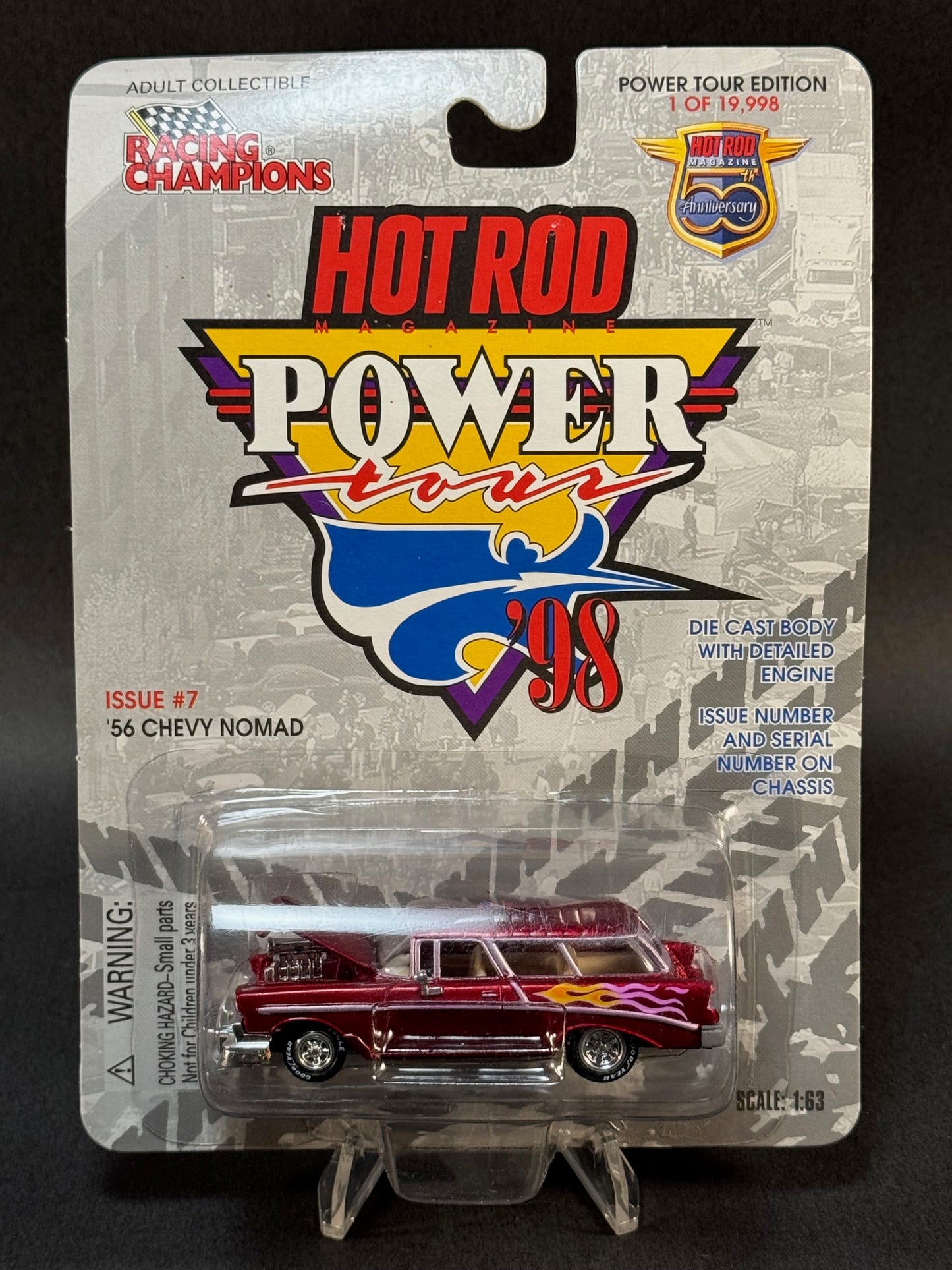 1998 Racing Champions Hot Rod Magazine Power Tour #7 '56 Chevy Nomad, Red