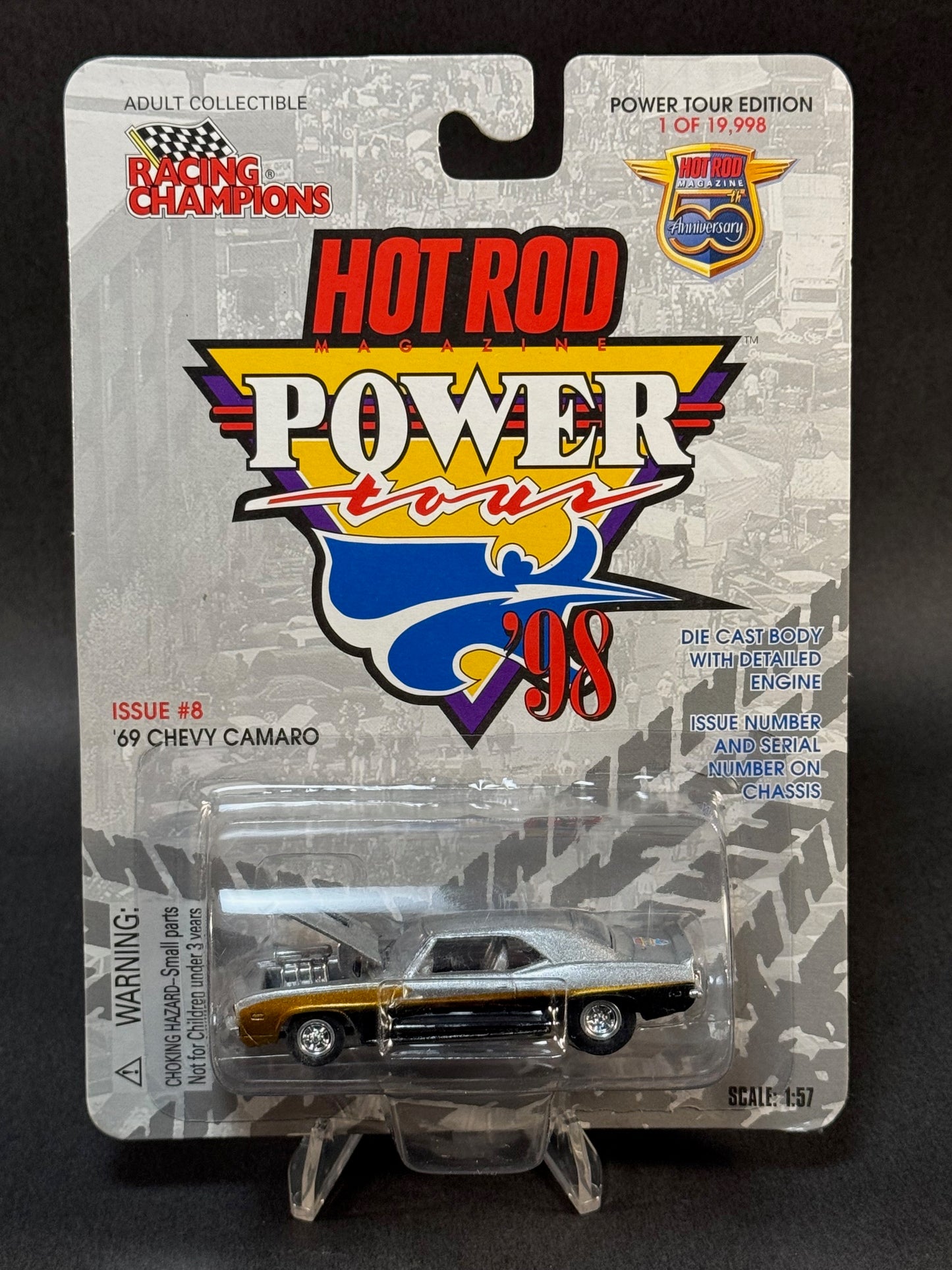 1998 Racing Champions Hot Rod Magazine Power Tour #8 '69 Chevy Camaro, Silver