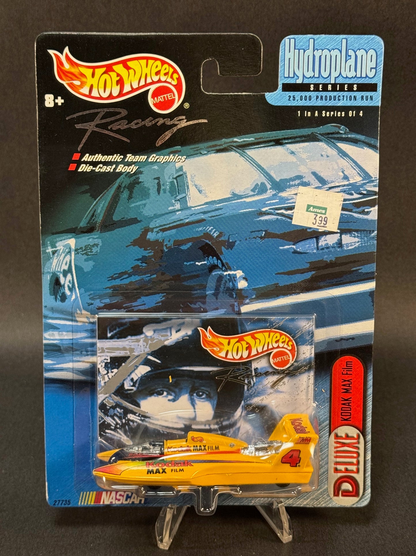 1999 Hot Wheels Racing NASCAR Hydroplane Series #1 Kodak Max Film, Yellow