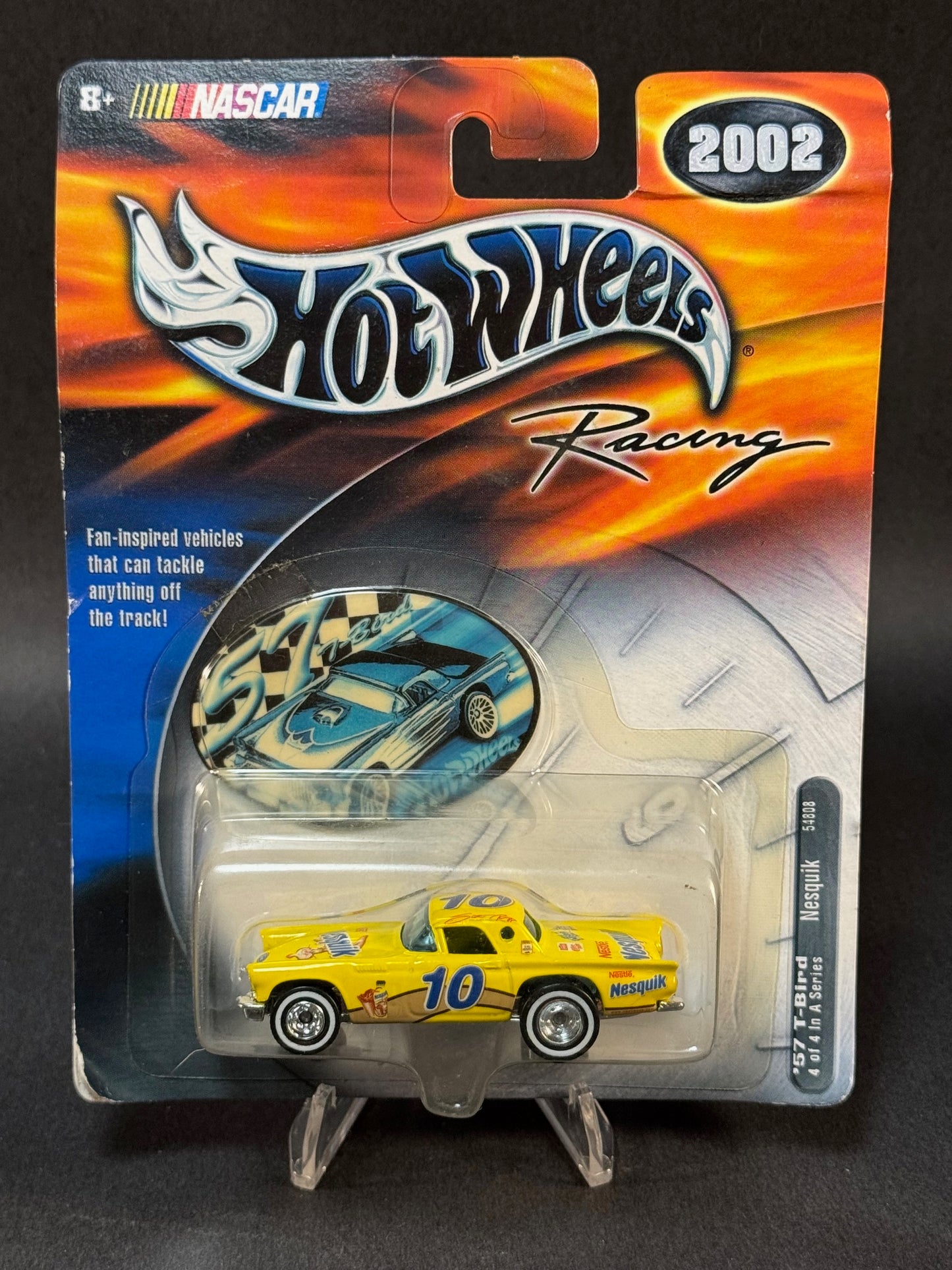 2000 Hot Wheels Racing 2002 NASCAR '57 T-Bird Series #4 Nesquik 10, Yellow
