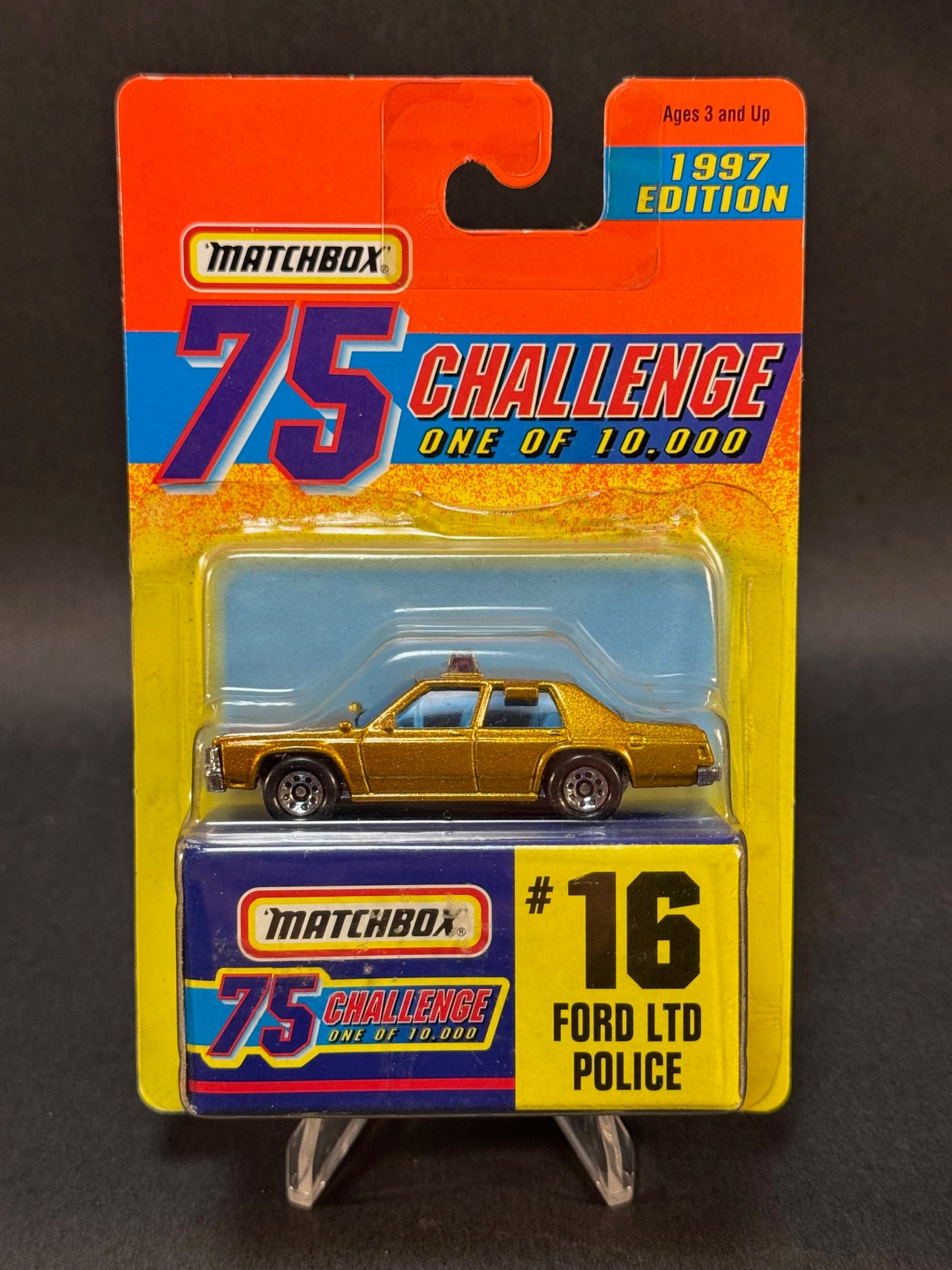 1996 Matchbox 75 Challenge 1997 Edition #16 Ford LTD Police, Gold