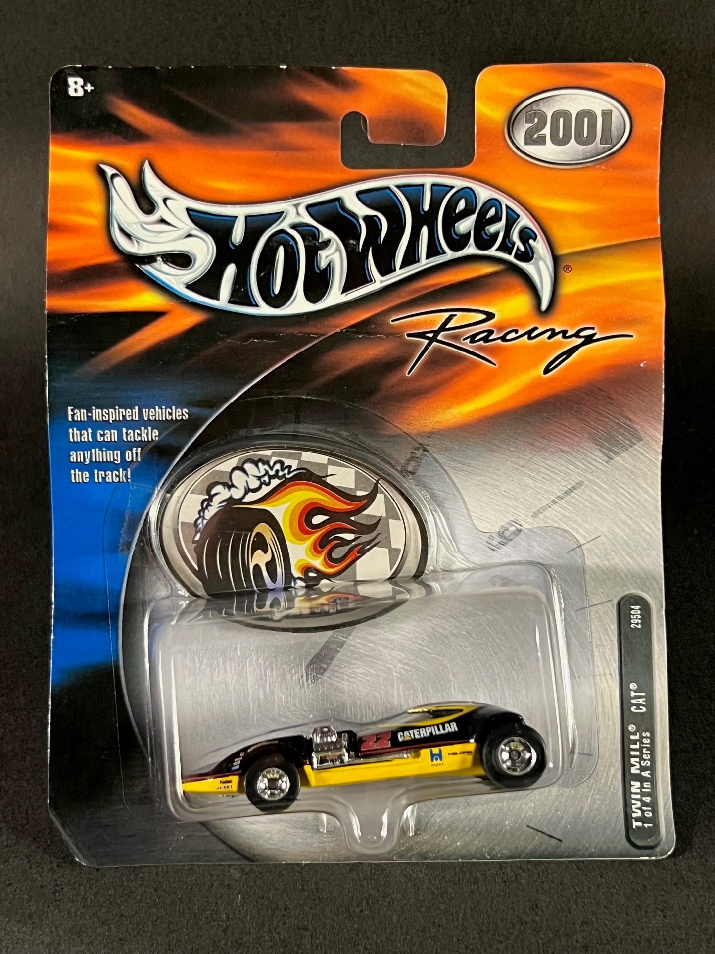 2000 Hot Wheels Racing 2001 Twin Mill #1 CAT, Black and Yellow
