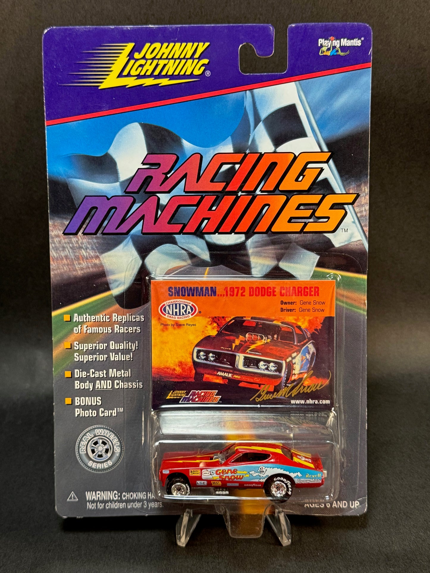 1999 Johnny Lightning Racing Machines 1972 Dodge Charger Snowman, Red
