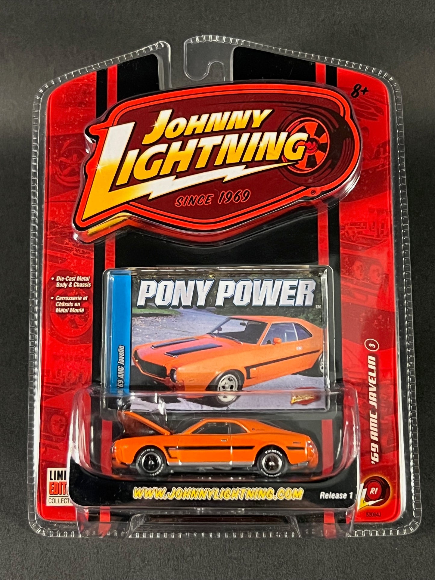 2006 Johnny Lightning Pony Power #3 R1 ‘69 AMC Javelin, Orange