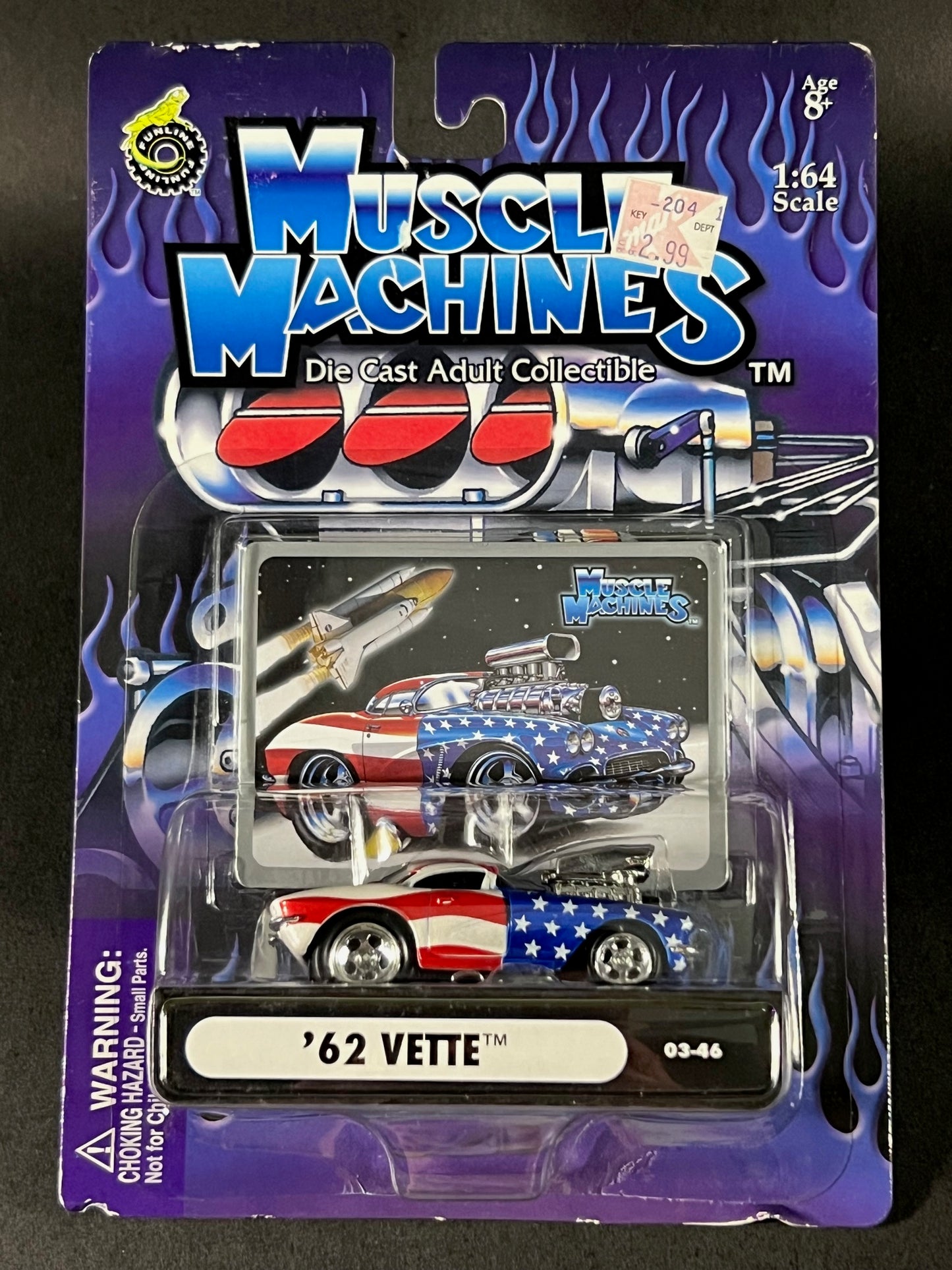 2003 Muscle Machines 03-46 '62 Vette, Red White and Blue