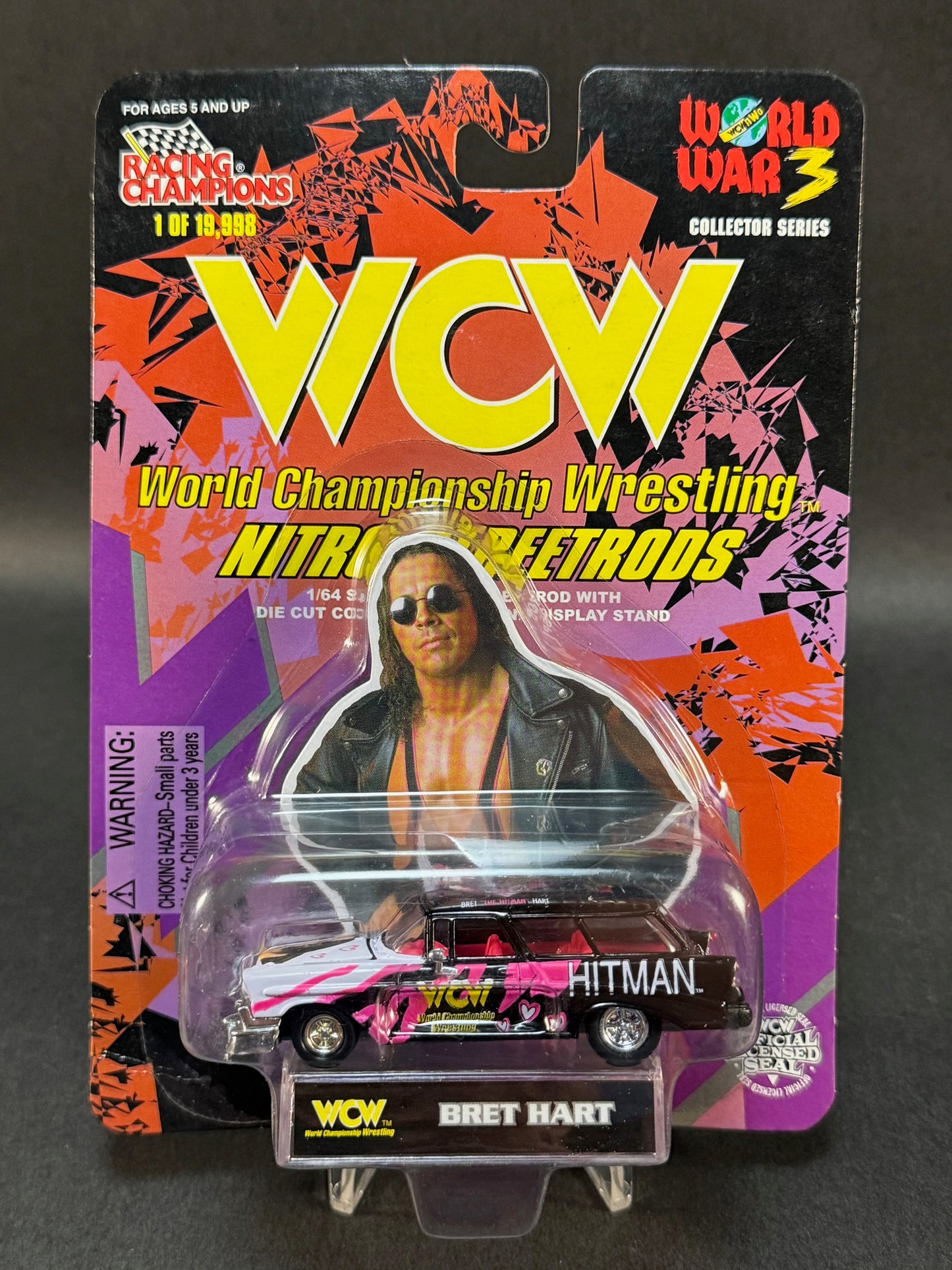1998 Racing Champions WCW Nitro StreetRods World War 3 Bret Hart, Black White and Pink