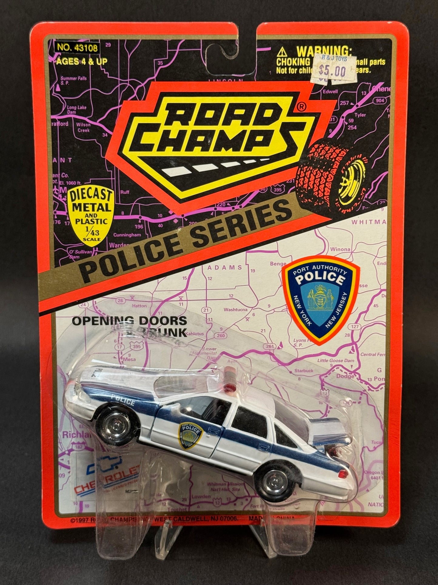 1997 Road Champs Police Car Series Port Authority Police, White and Blue