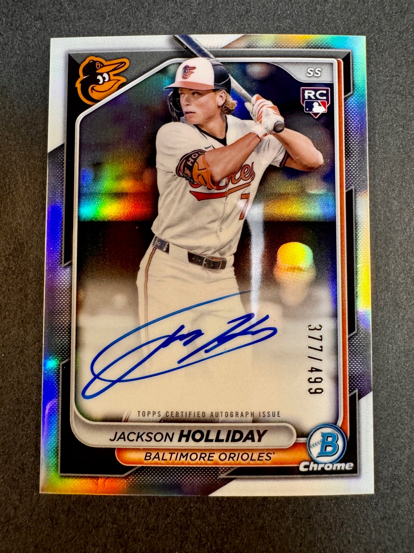 2024 Bowman Chrome CRA-JHO Rookie RC Autograph Refractor /499 Jackson Holliday