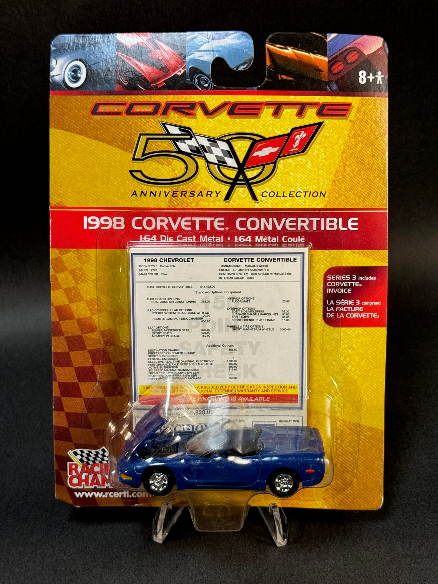 1998 Racing Champions 50th Anniversary Corvette Convertible, Blue