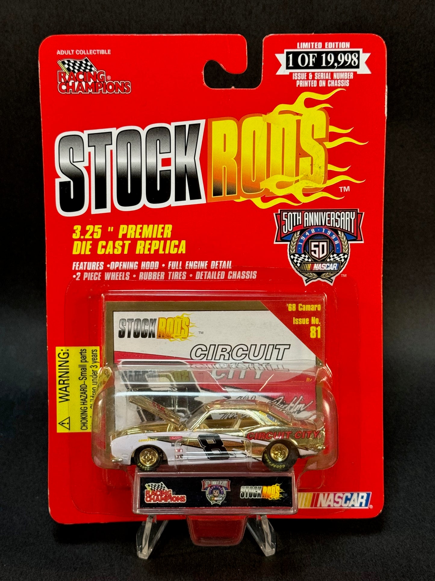 1998 Racing Champions NASCAR Stock Rods Issue No. 81 '68 Camaro, Gold