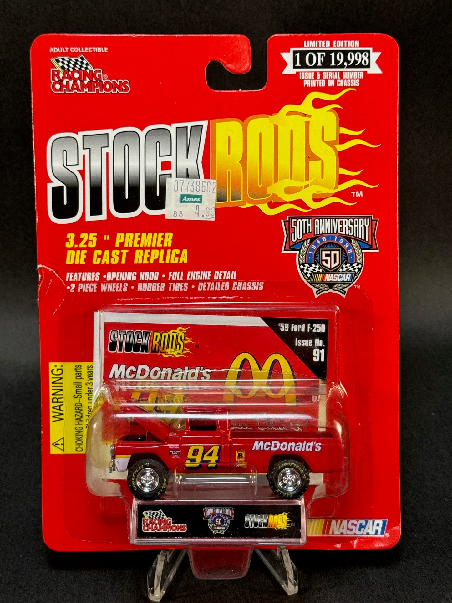 1998 Racing Champions NASCAR Stock Rods #91 '59 Ford F-250, Red