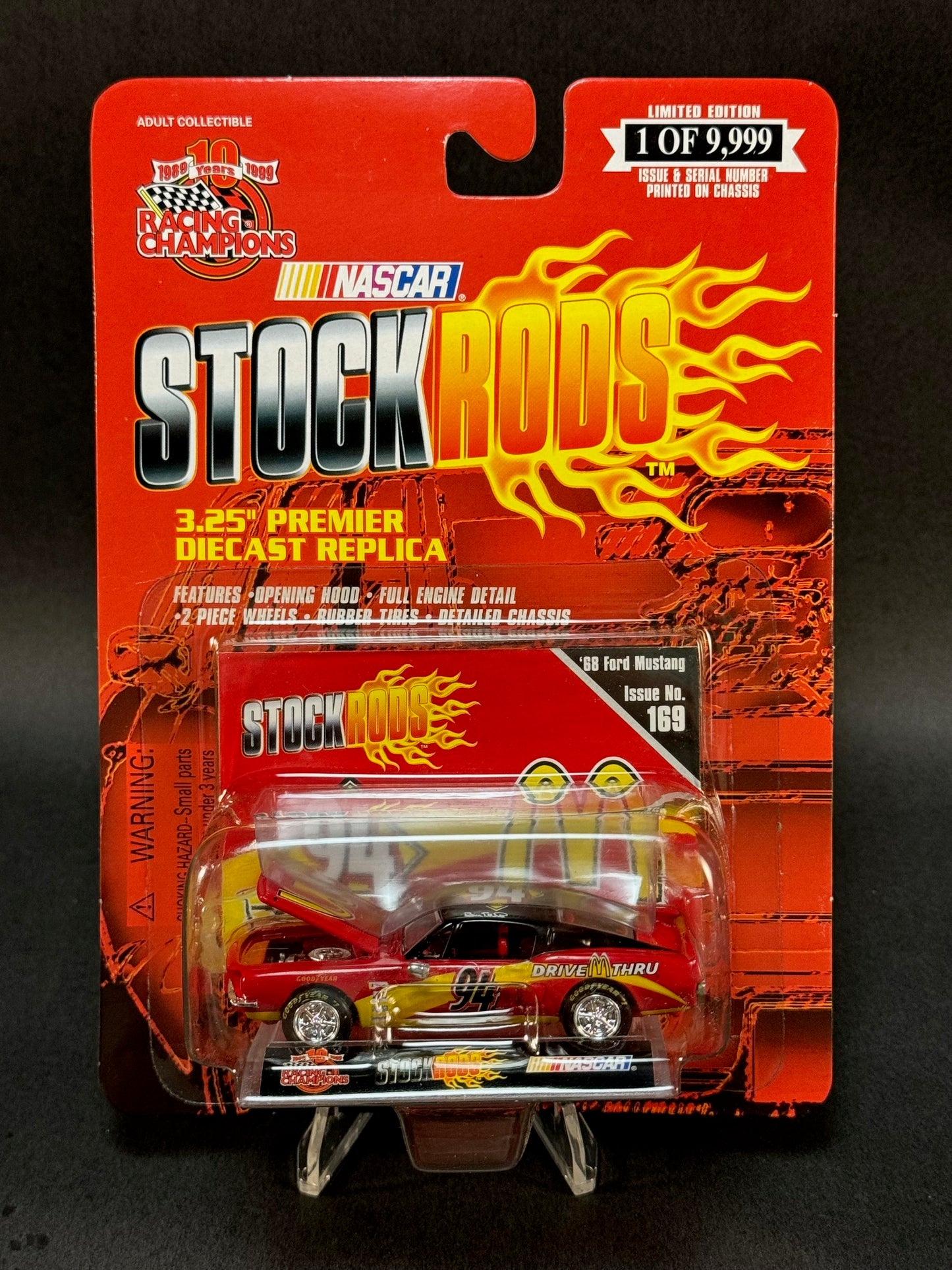 1999 Racing Champions NASCAR Stock Rods #169 '68 Ford Mustang, Red