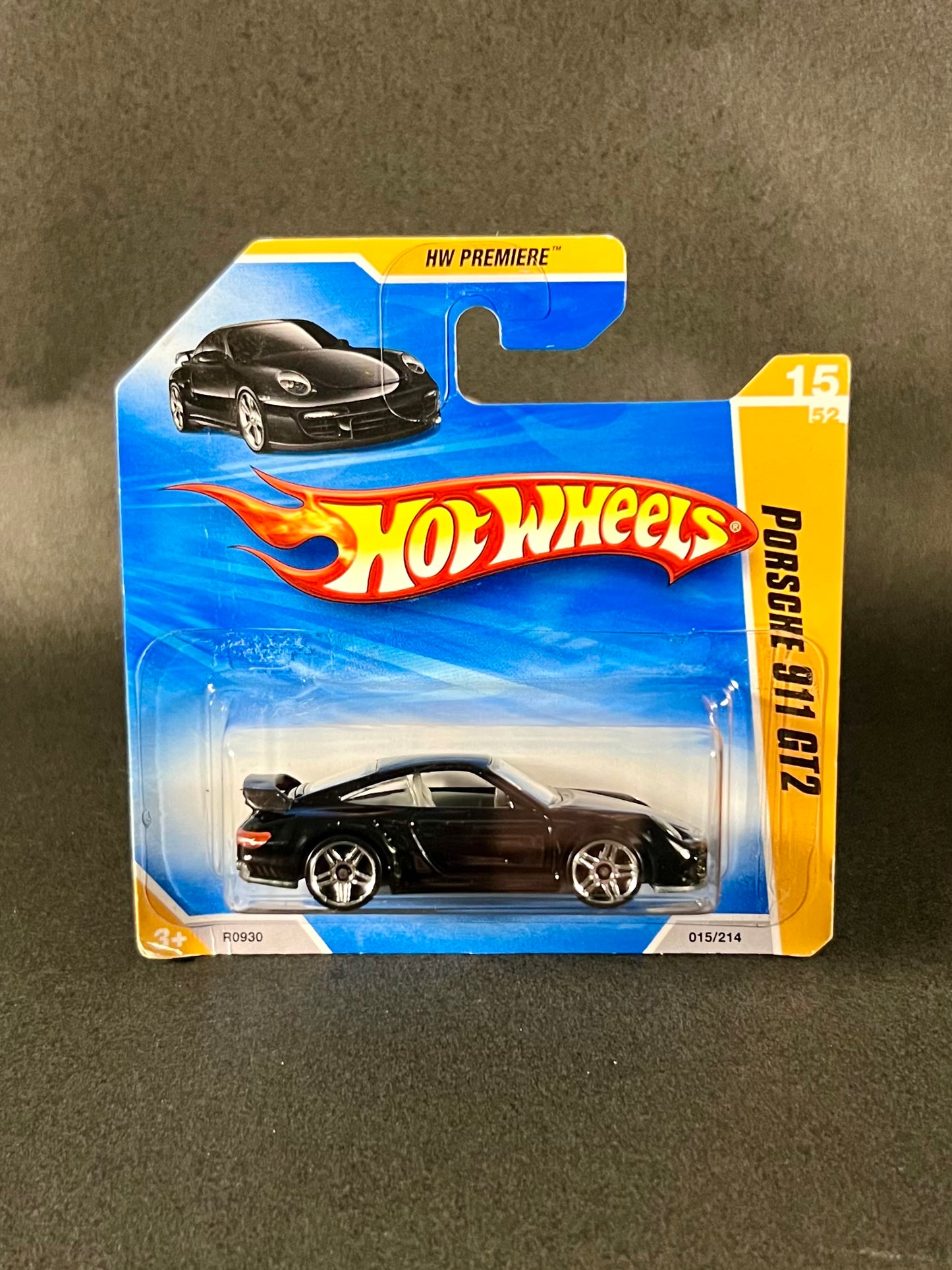 Hot Wheels #015 HW Premiere Short Card Porsche 911 GT2 Black