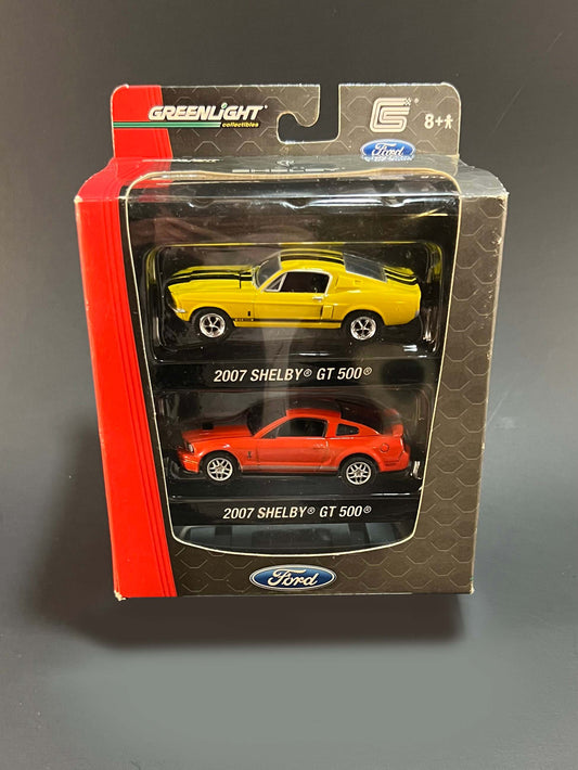 GreenLight Shelby 2 Pack 2007 Shelby GT 500 Yellow Red