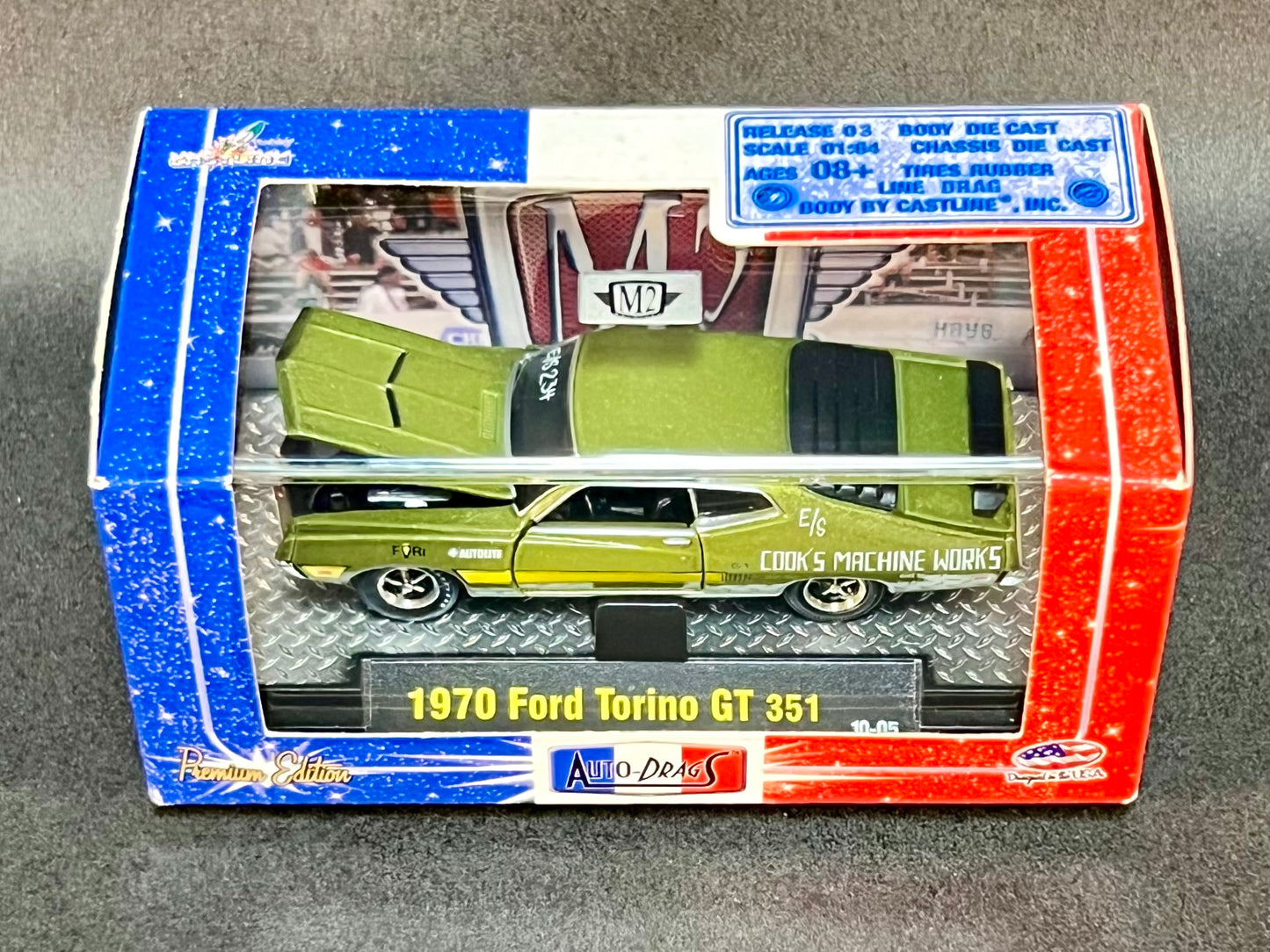 M2 Machines Auto-Drags Release 3 1970 Ford Torino GT 351 (Green) 10-05