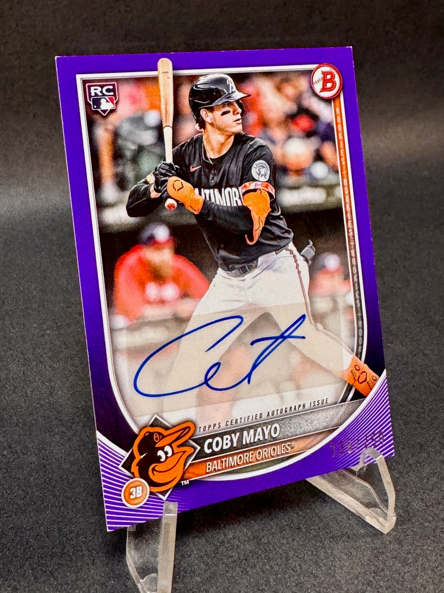 2025 Bowman Rookie RC Purple Autograph /250 Coby Mayo Orioles