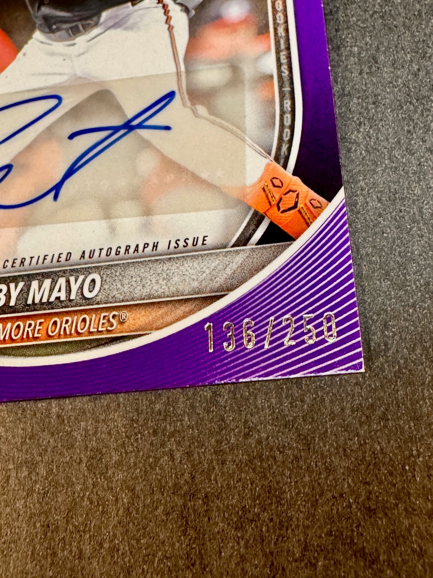 2025 Bowman Rookie RC Purple Autograph /250 Coby Mayo Orioles