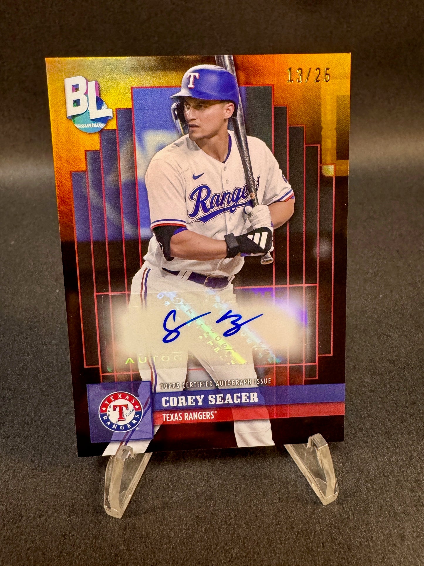 2024 Topps Big League Orange Foil /25 Corey Seager Autograph Texas Rangers