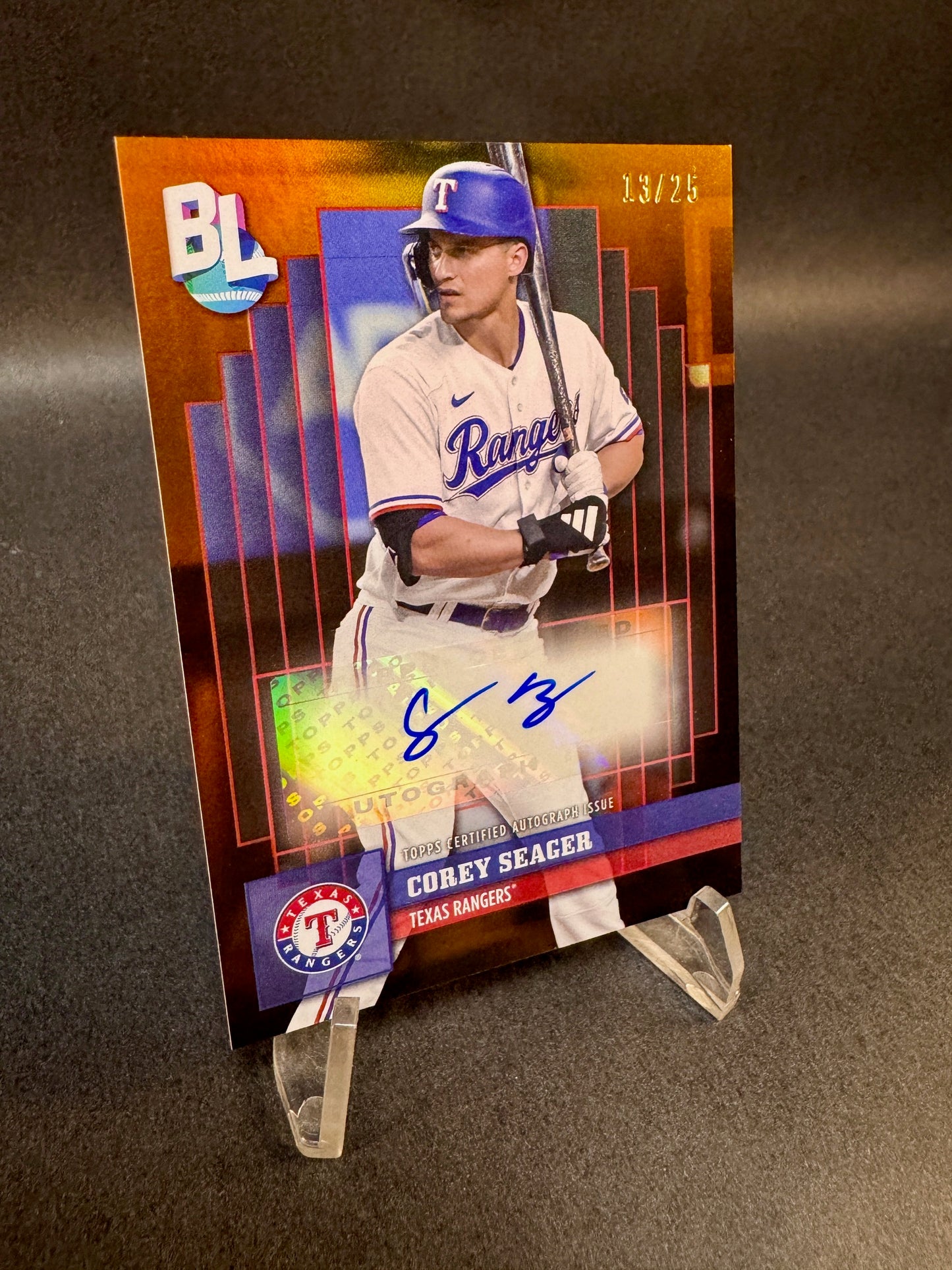 2024 Topps Big League Orange Foil /25 Corey Seager Autograph Texas Rangers