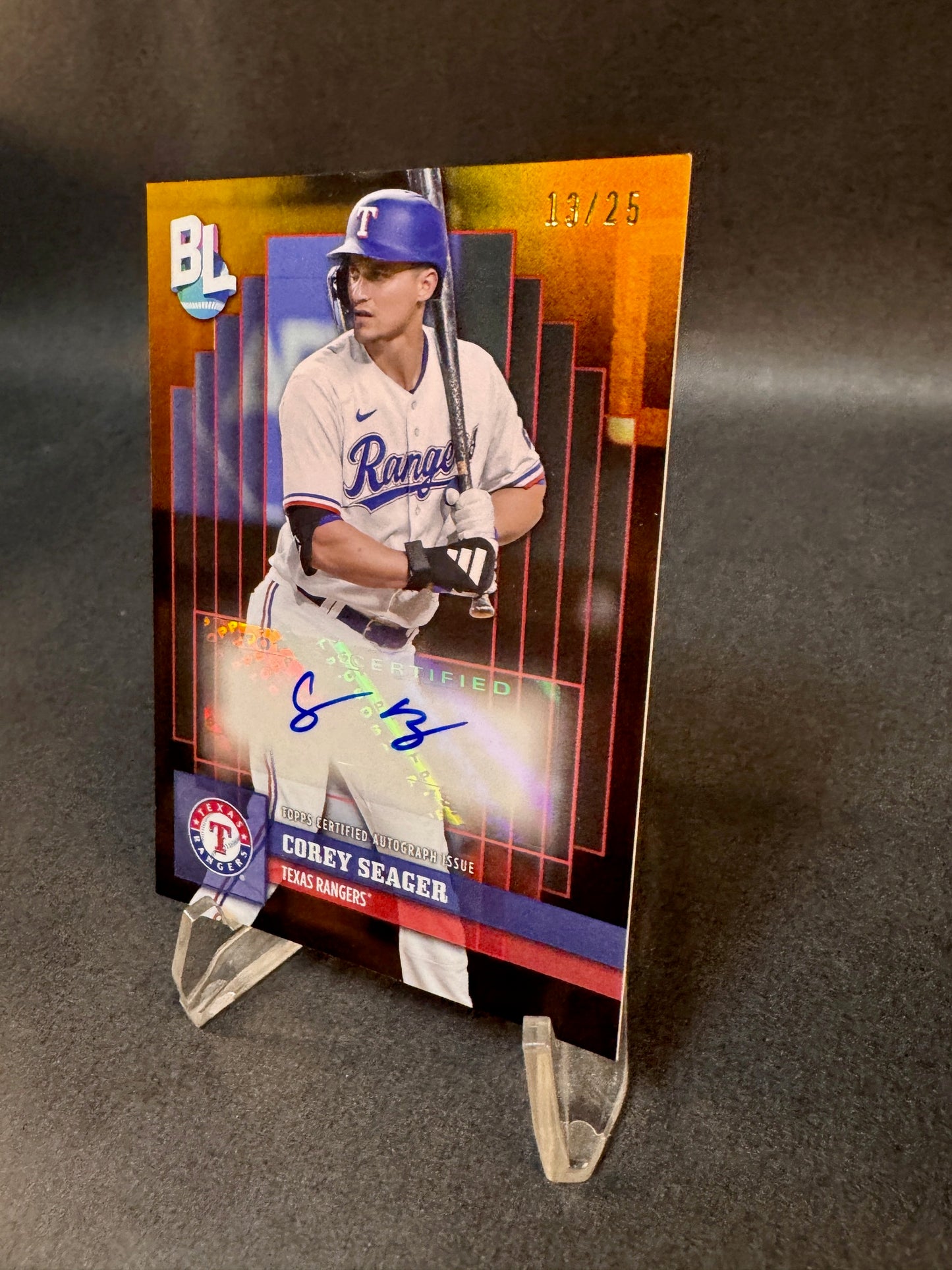 2024 Topps Big League Orange Foil /25 Corey Seager Autograph Texas Rangers