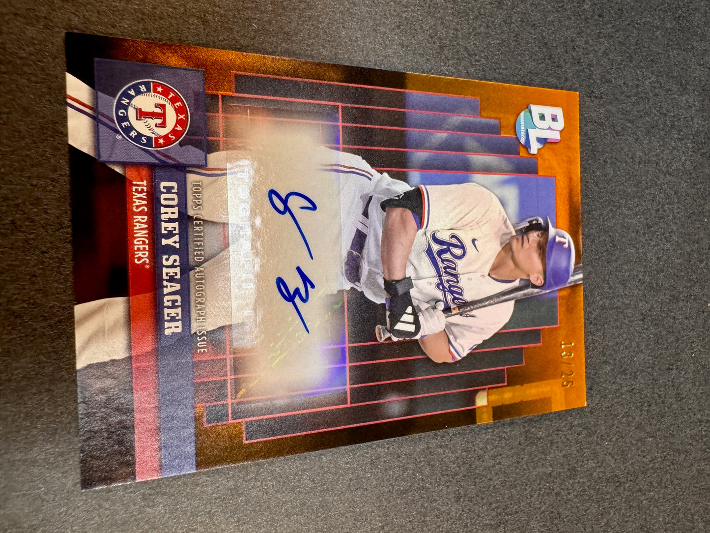 2024 Topps Big League Orange Foil /25 Corey Seager Autograph Texas Rangers