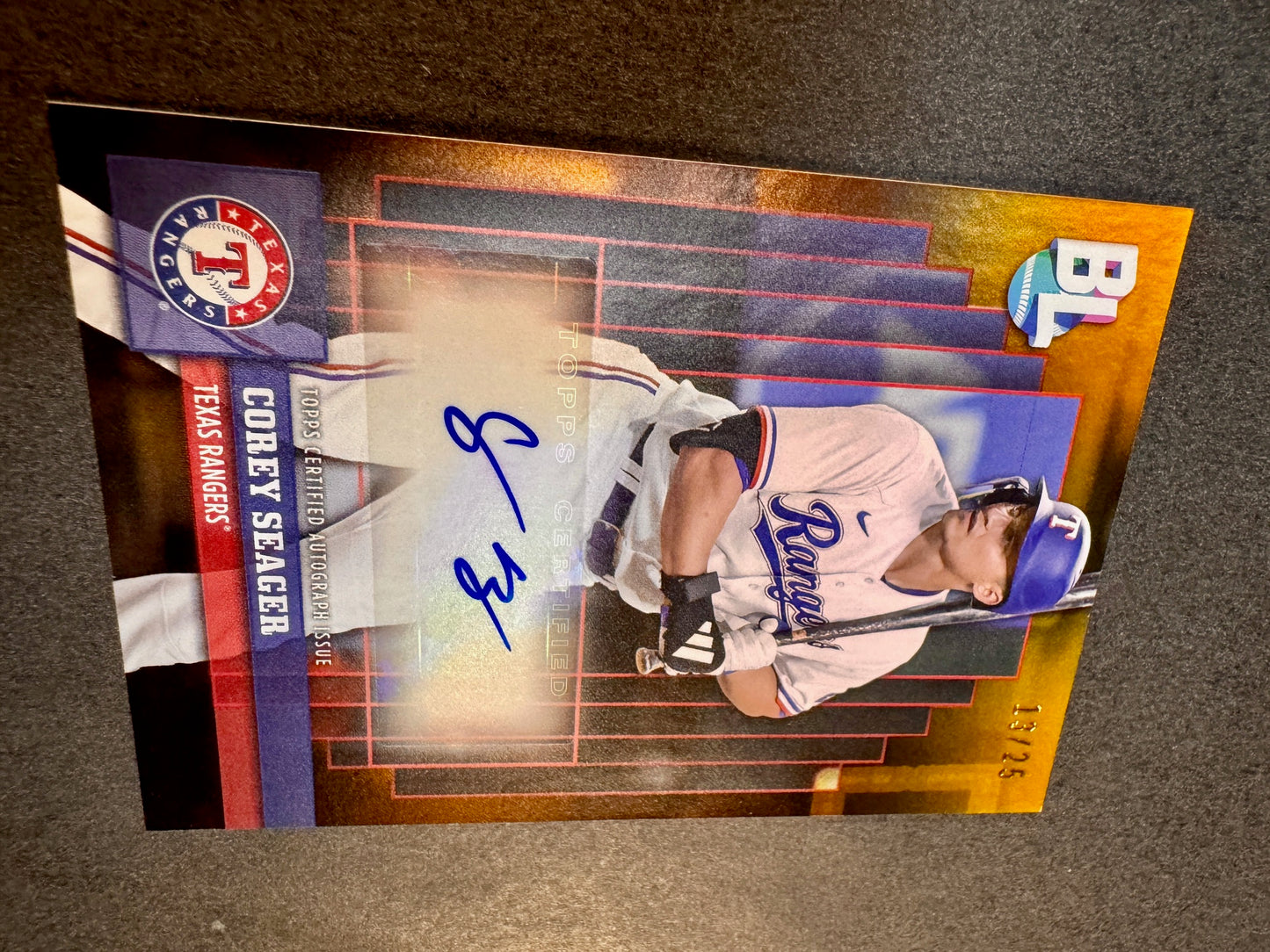 2024 Topps Big League Orange Foil /25 Corey Seager Autograph Texas Rangers