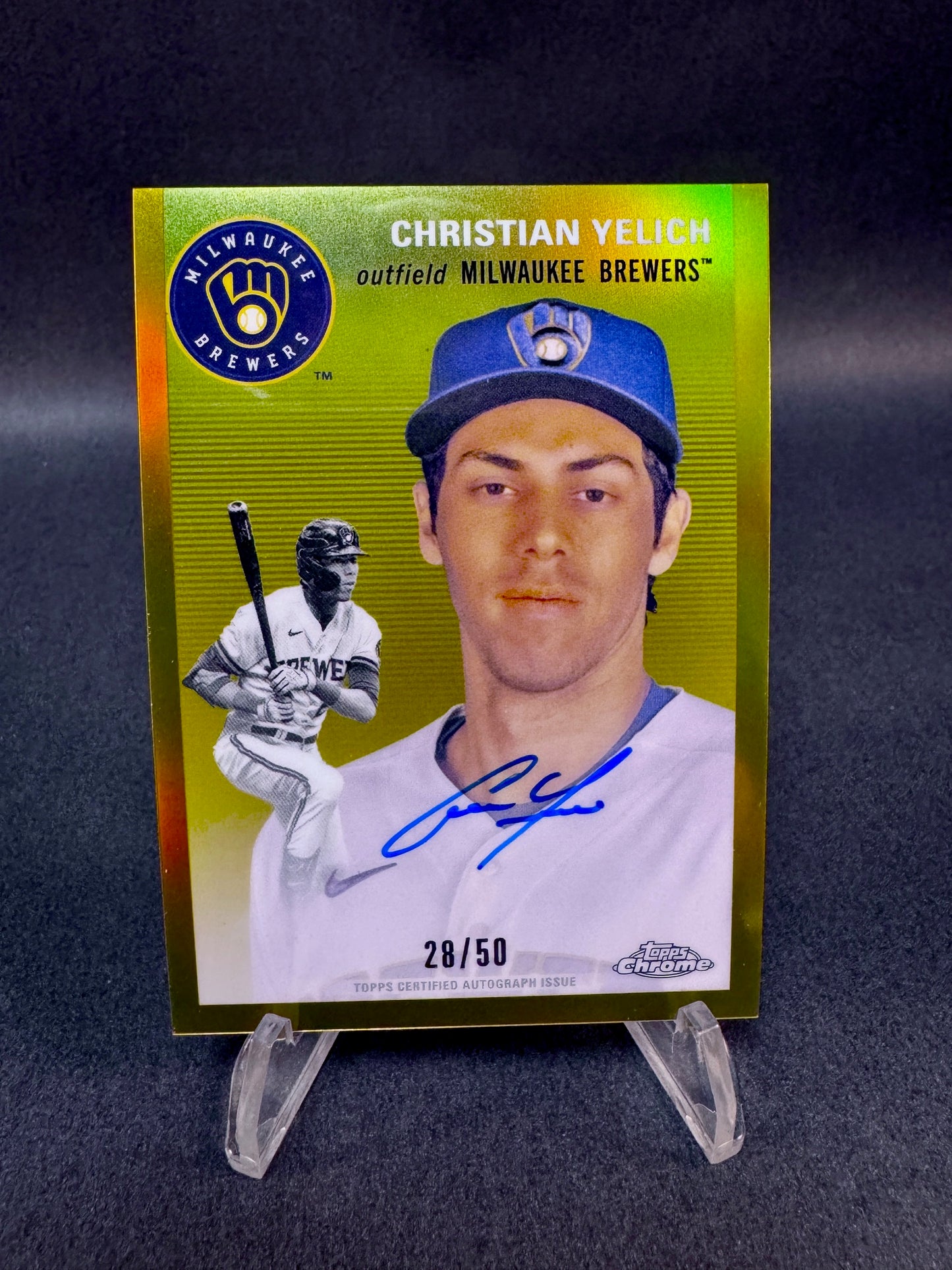 2023 Topps Chrome Platinum CPA-CY Gold Refractor /50 Christian Yelich Autograph
