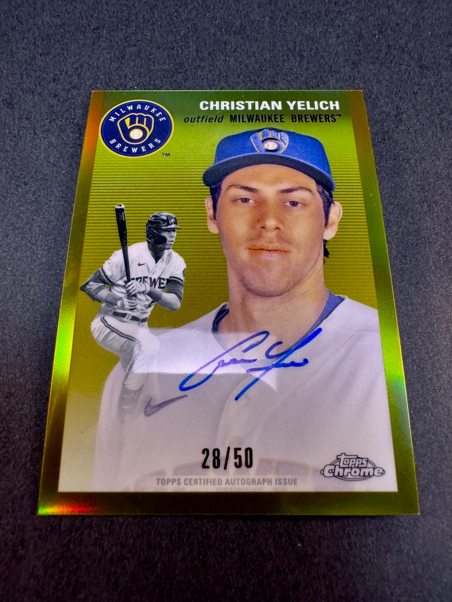 2023 Topps Chrome Platinum CPA-CY Gold Refractor /50 Christian Yelich Autograph