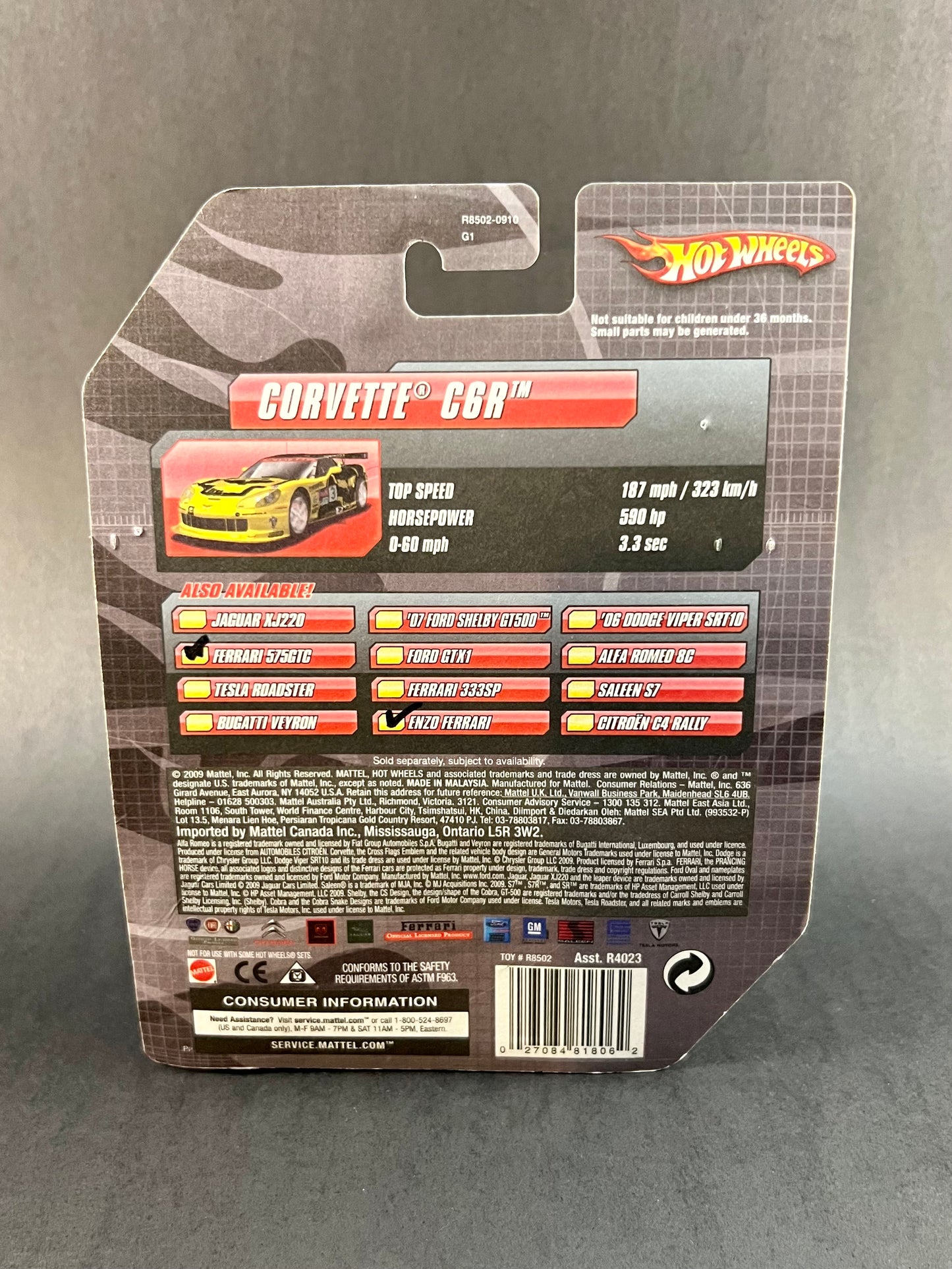 Hot Wheels 2009 Speed Machines Corvette C6R, Yellow