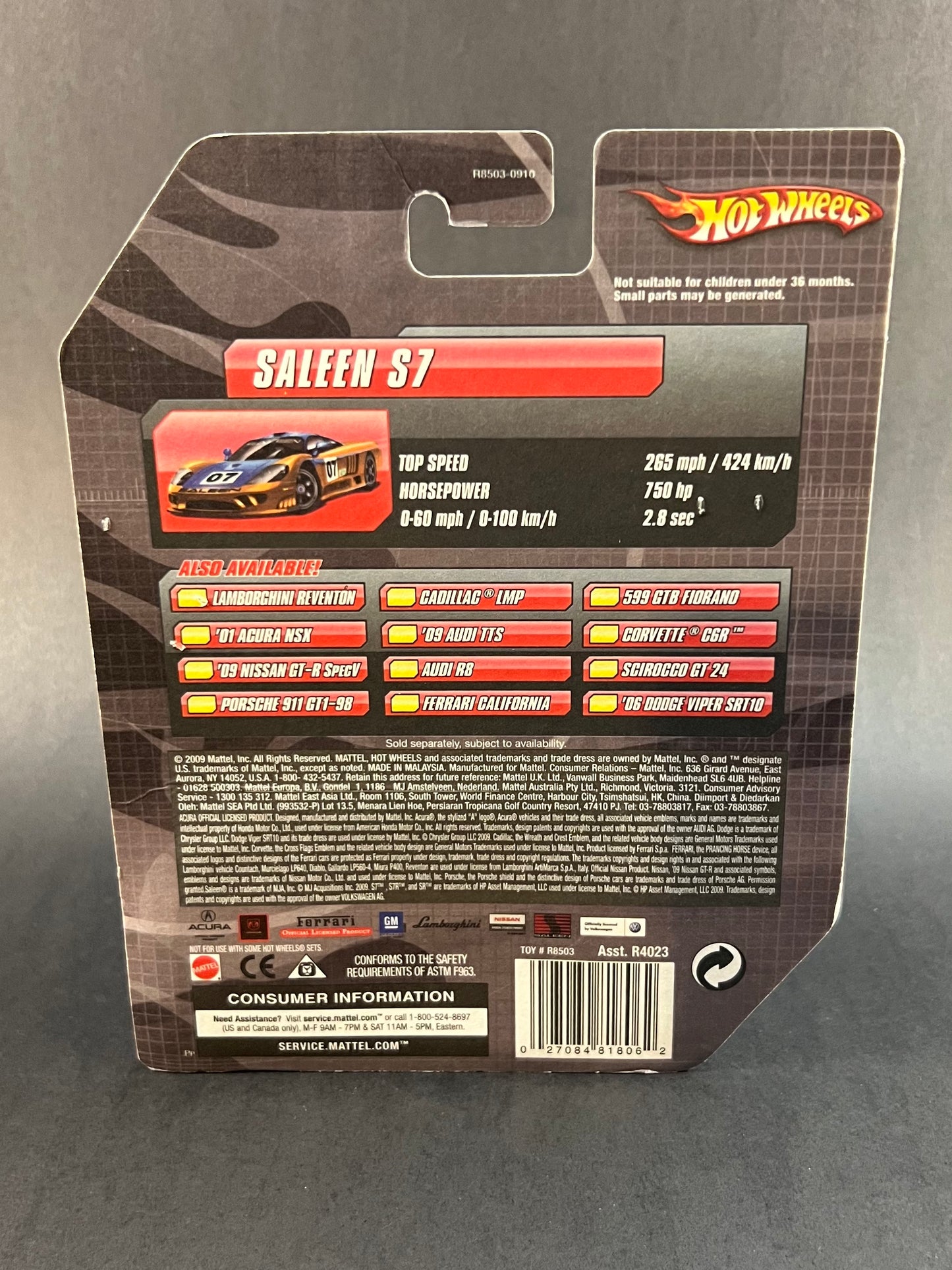 Hot Wheels 2009 Speed Machines Saleen S7, Yellow