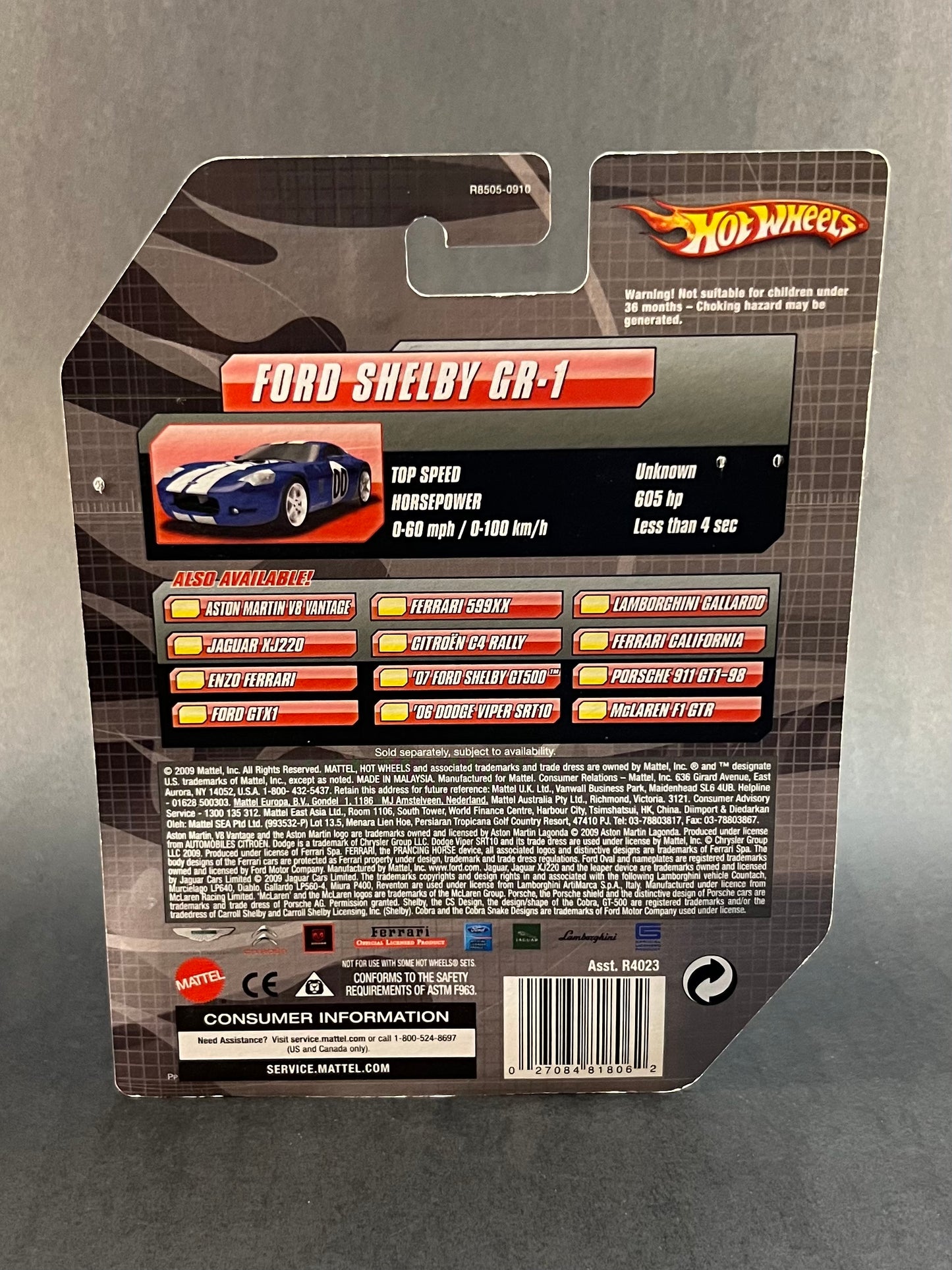 Hot Wheels 2009 Speed Machines Ford Shelby GR-1, Blue