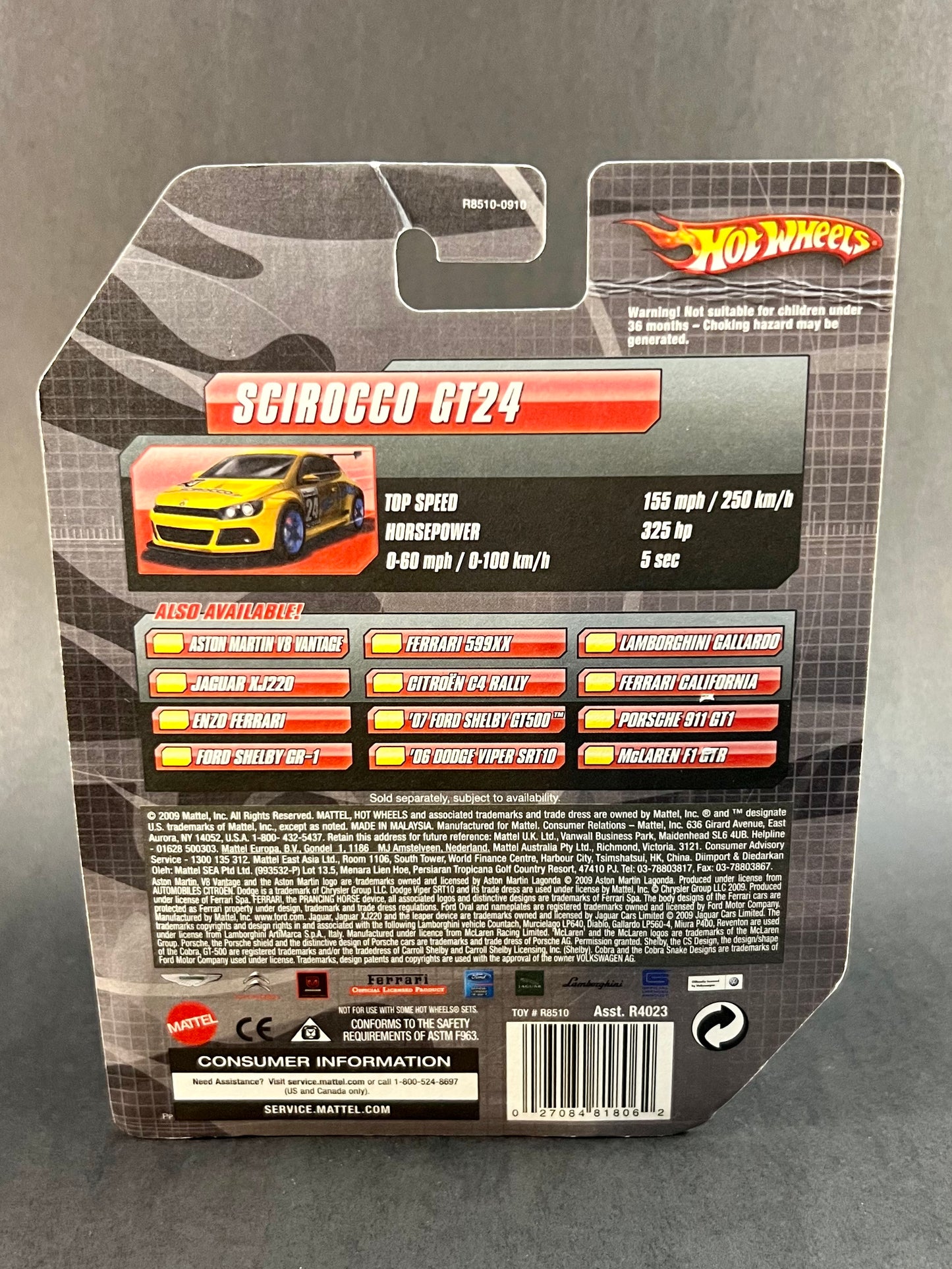 Hot Wheels 2009 Speed Machines Scirocco GT24, Yellow