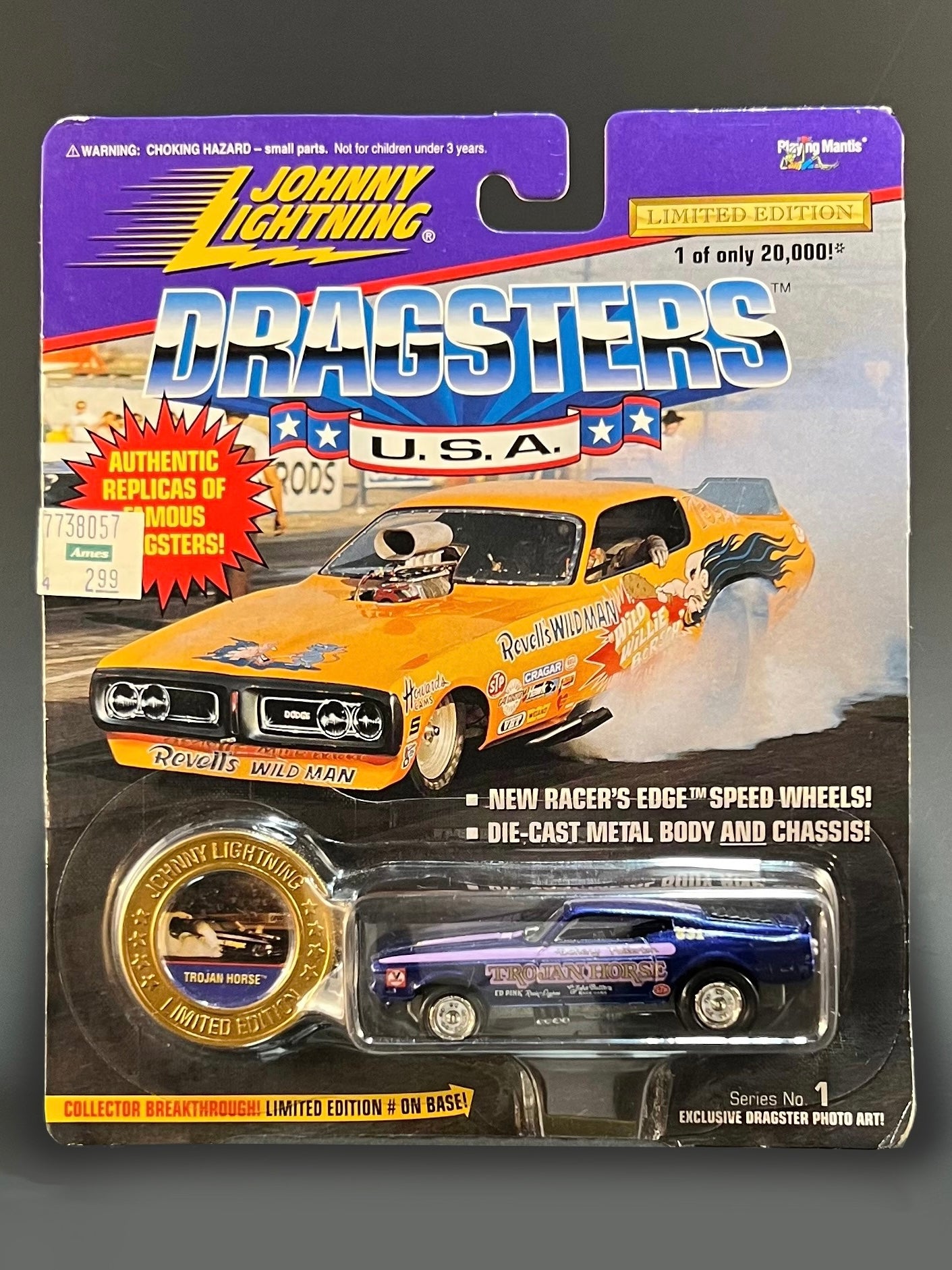 Johnny Lightning 1996 Dragsters USA Series 1 Trojan Horse, Blue