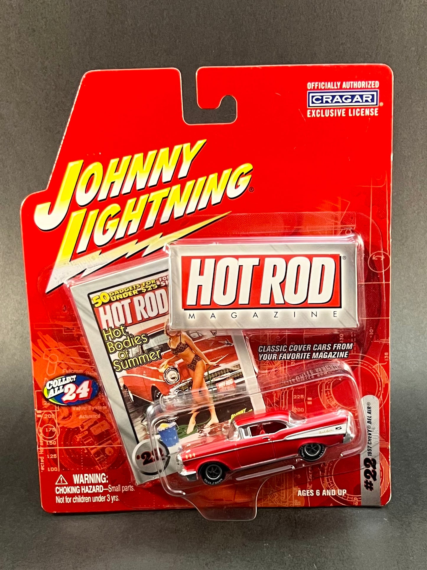 Johnny Lightning Hot Rod Magazine #22 1957 Chevy Bel Air Red 1:64