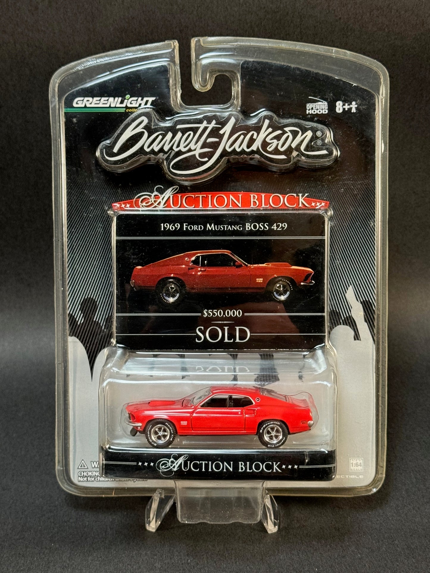 2007 GreenLight Barrett-Jackson Auction Block 1969 Ford Mustang Boss 429, Red